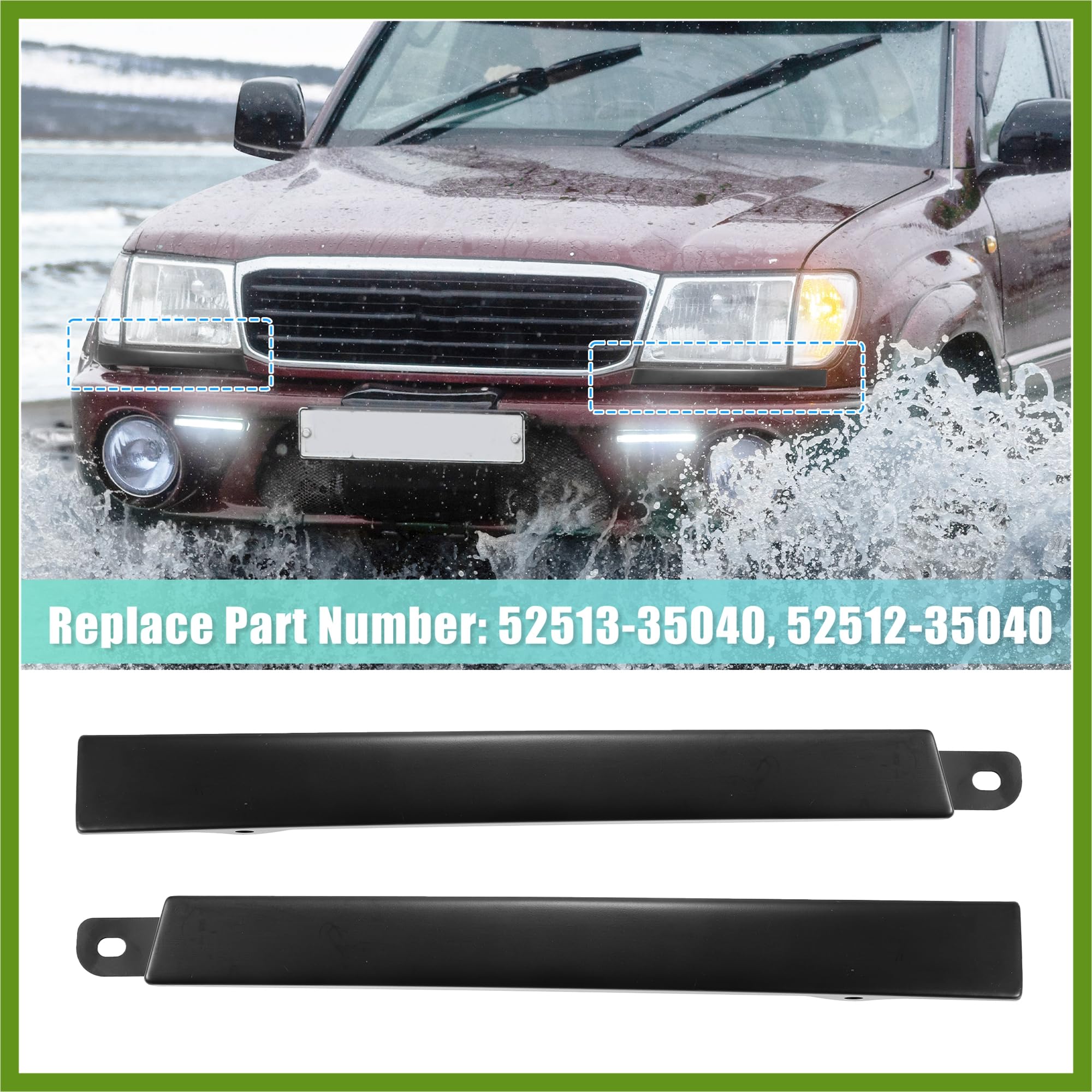 HOPESPANNER Pair Front Lower Headlight Bumper Grille Filler Driver Passenger Side for Toyota Tacoma 2WD 1997-2000 52513-35040 52512-35040 Vehicle Components