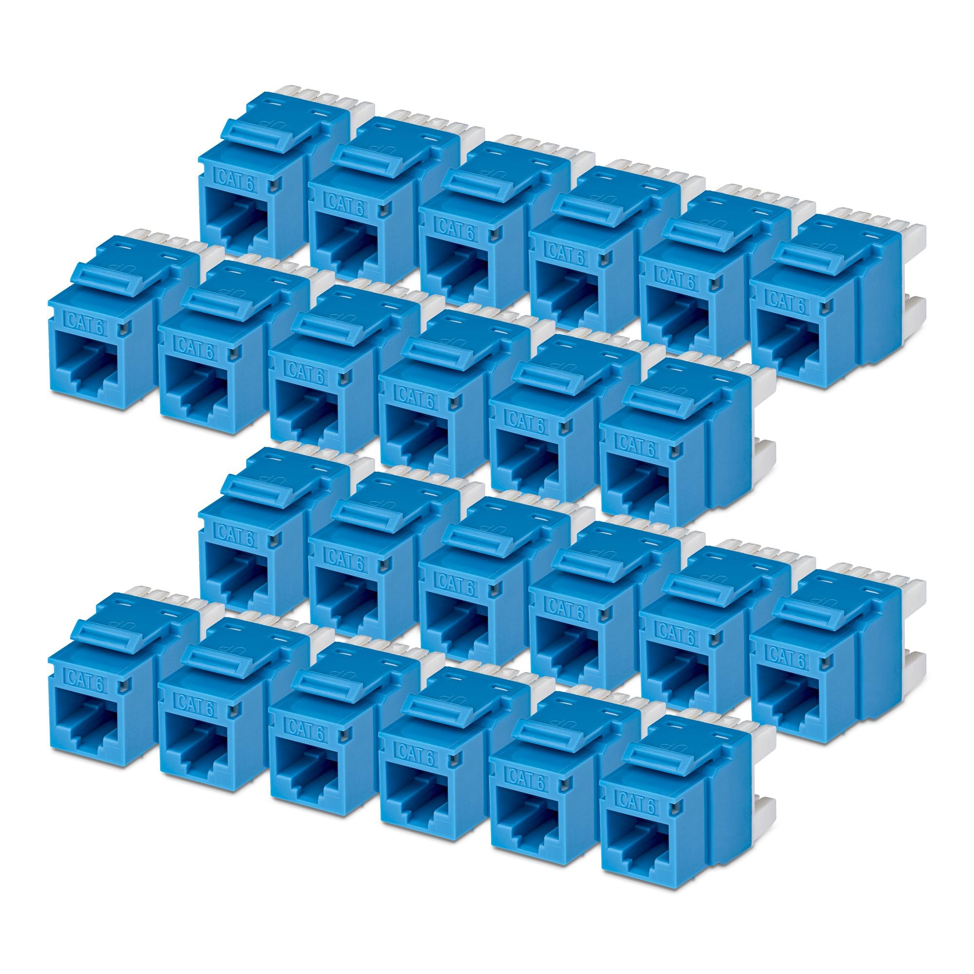 StarTech Jack Keystone Cat6, Lot de 24 Prises Ethernet RJ45 Keystone, Prise Murale UTP Cat6, Connecteur à 180° 110 Punch Down