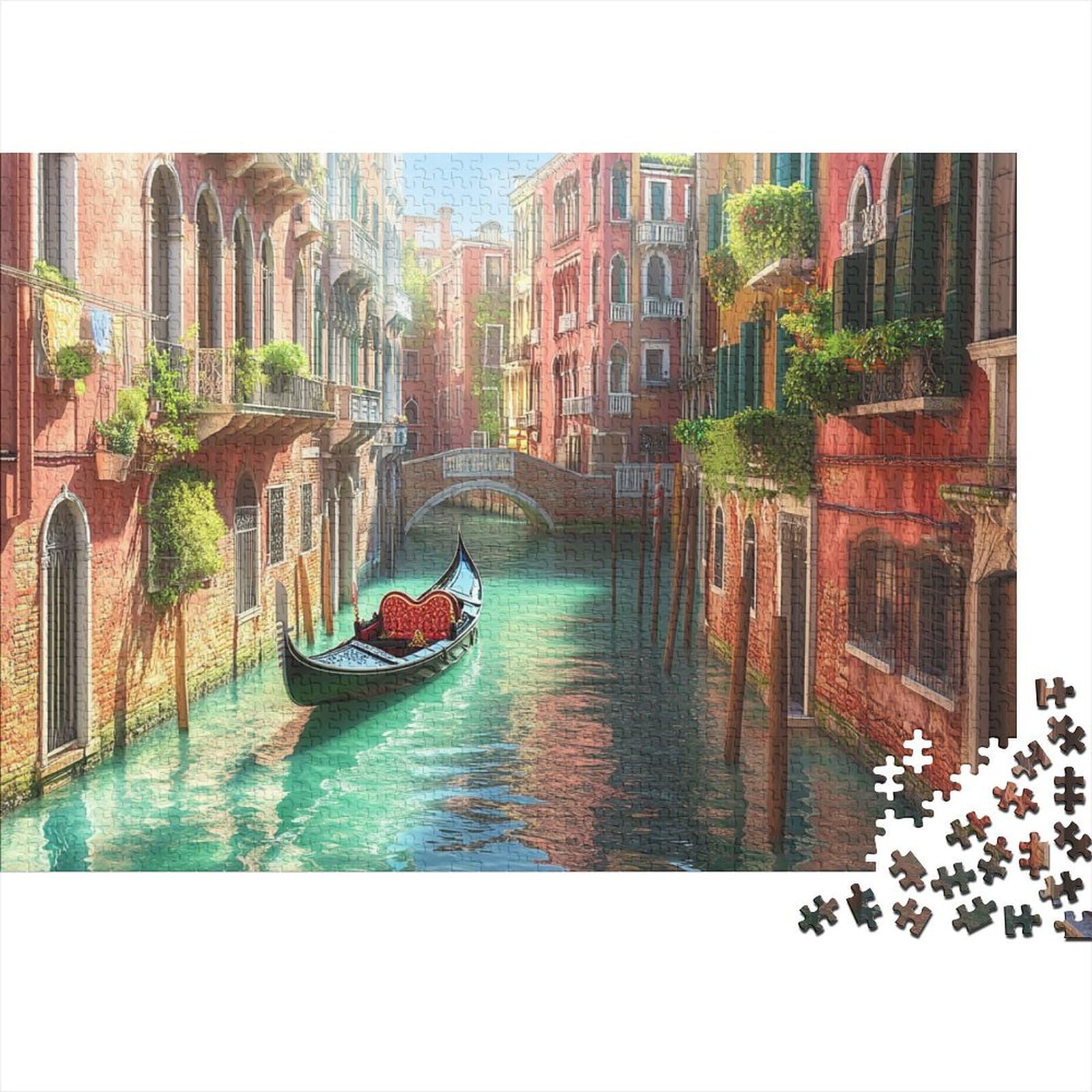 Venice Water City Jigsaw 1000 Piece Challenge Game for Adults Canal Impossible Jigsaw Puzzles 1000 Pieces Puzzle Educational Games Puzzle Gifts 1000pcs (75x50cm) — image 1