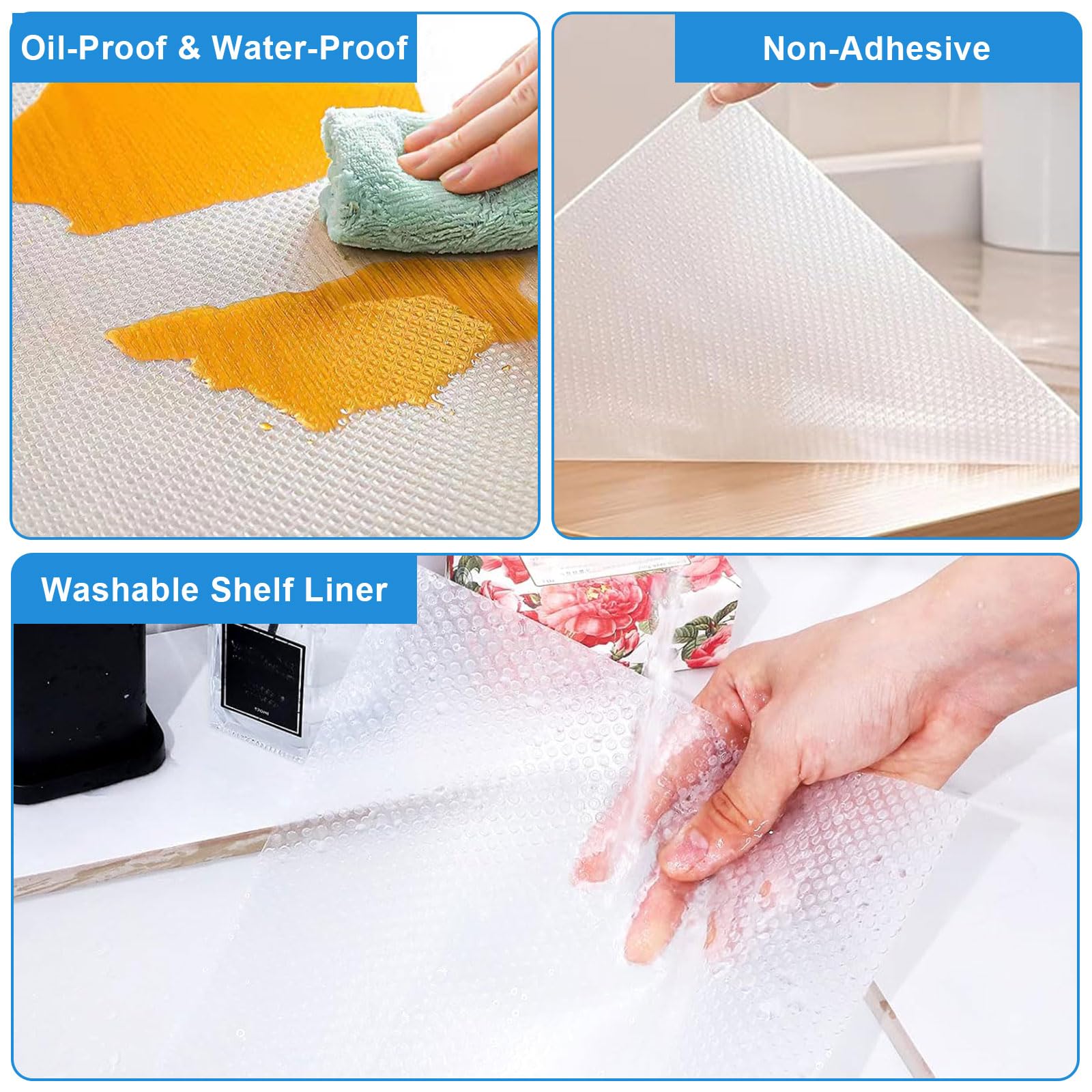 Schubladenmatte 50cm x 500cm EVA-Material Wasserdichtem Antirutschmatte Schubladenmatte Küchenschrankmatte Nicht Klebende für Schubladen Regale Schrank Kühlschrank