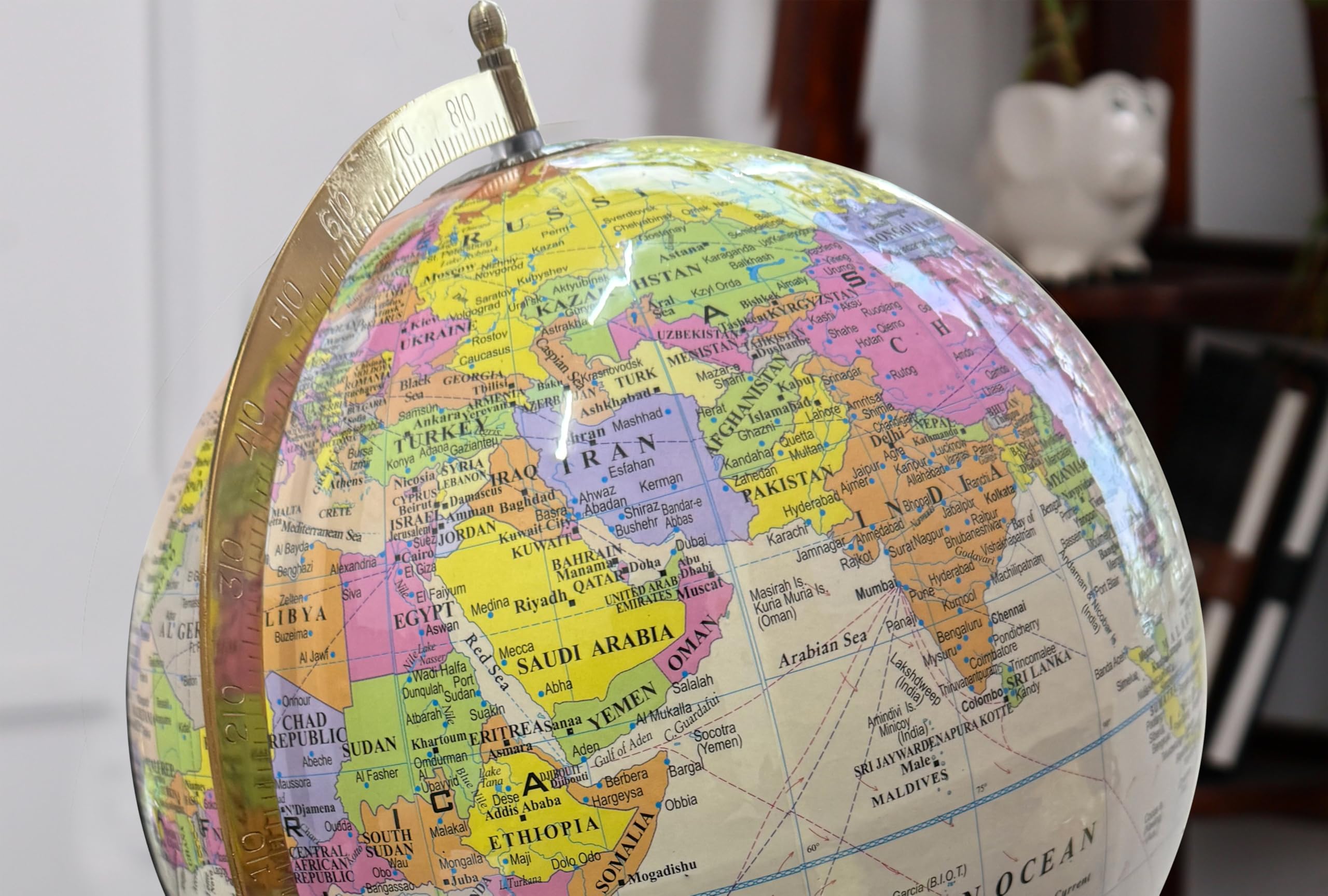 GLOBE DADDY Rotating World Globe 12 Inch with Metal Arc and Wooden Stand for Home Décor, Office Decor and Decorations items, Birthday, Party Gifts and Anniversary.(tiranga) 3