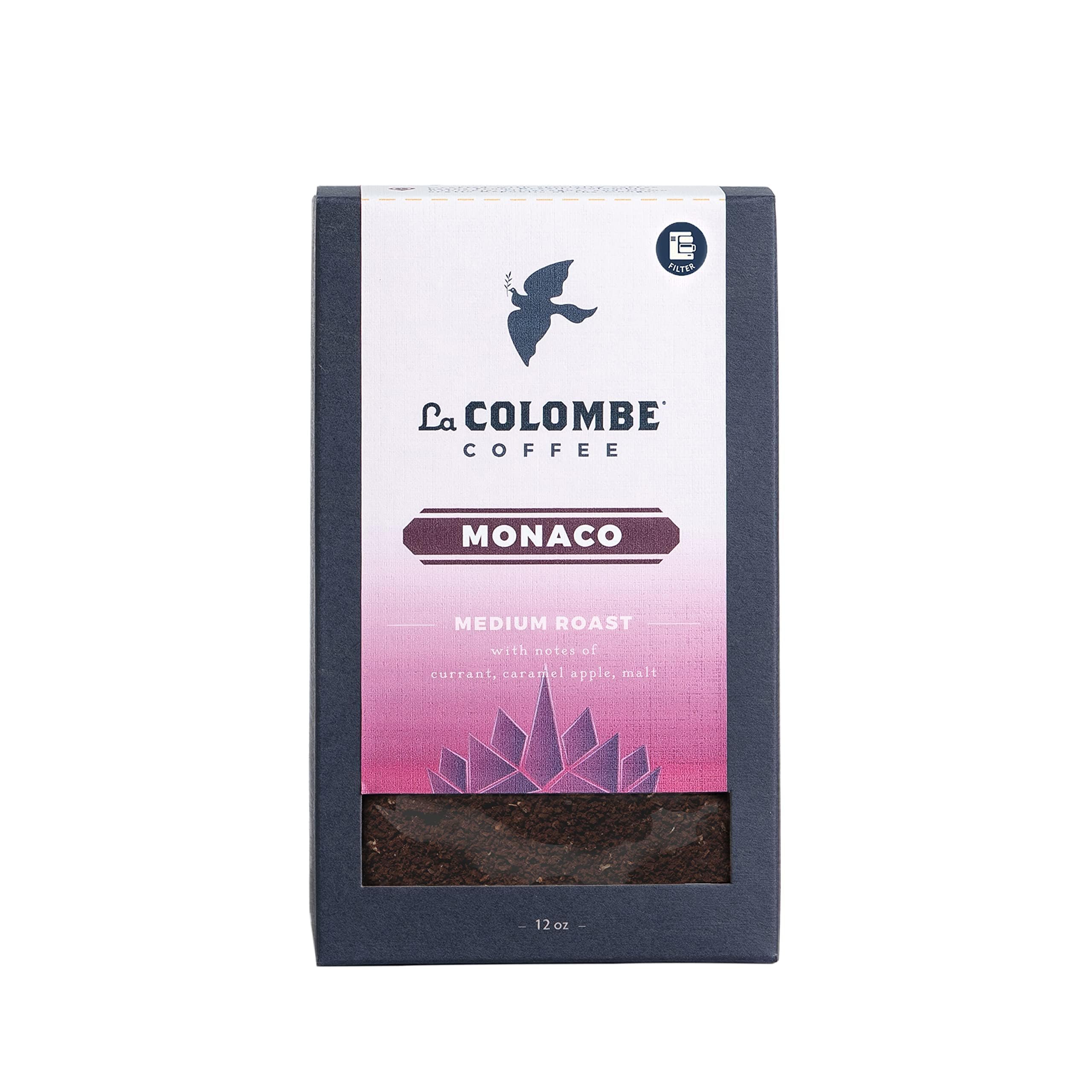 La Colombe Monaco Medium Roast Drip Grind Gemahlener Kaffee – Noten von Milchschokolade, Graham Cracker, Black Cherry, 340 ml (1 Stück)
