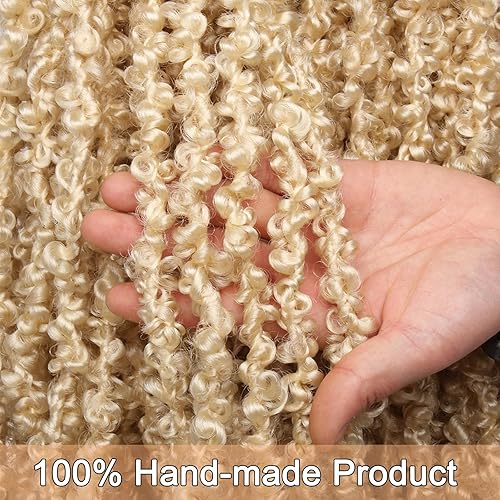 Miniatura 5 de ZRQ 613 mechones de cabello de mariposa de 30 pulgadas, 613 rastas sintéticas desgastadas, 6 paquetes de extensiones de rastas de mariposa rubias