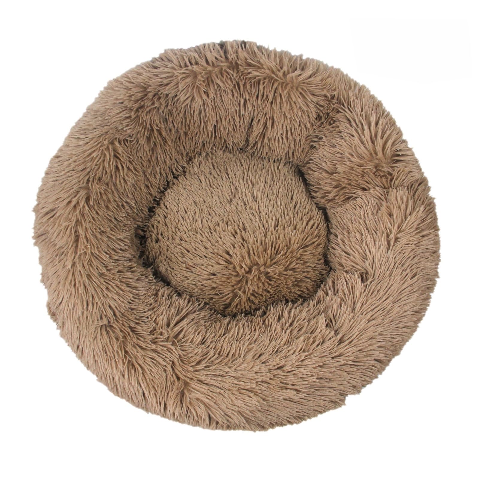 Panier chien rond Hixingo 90cm moelleux kaki avec base antidérapante