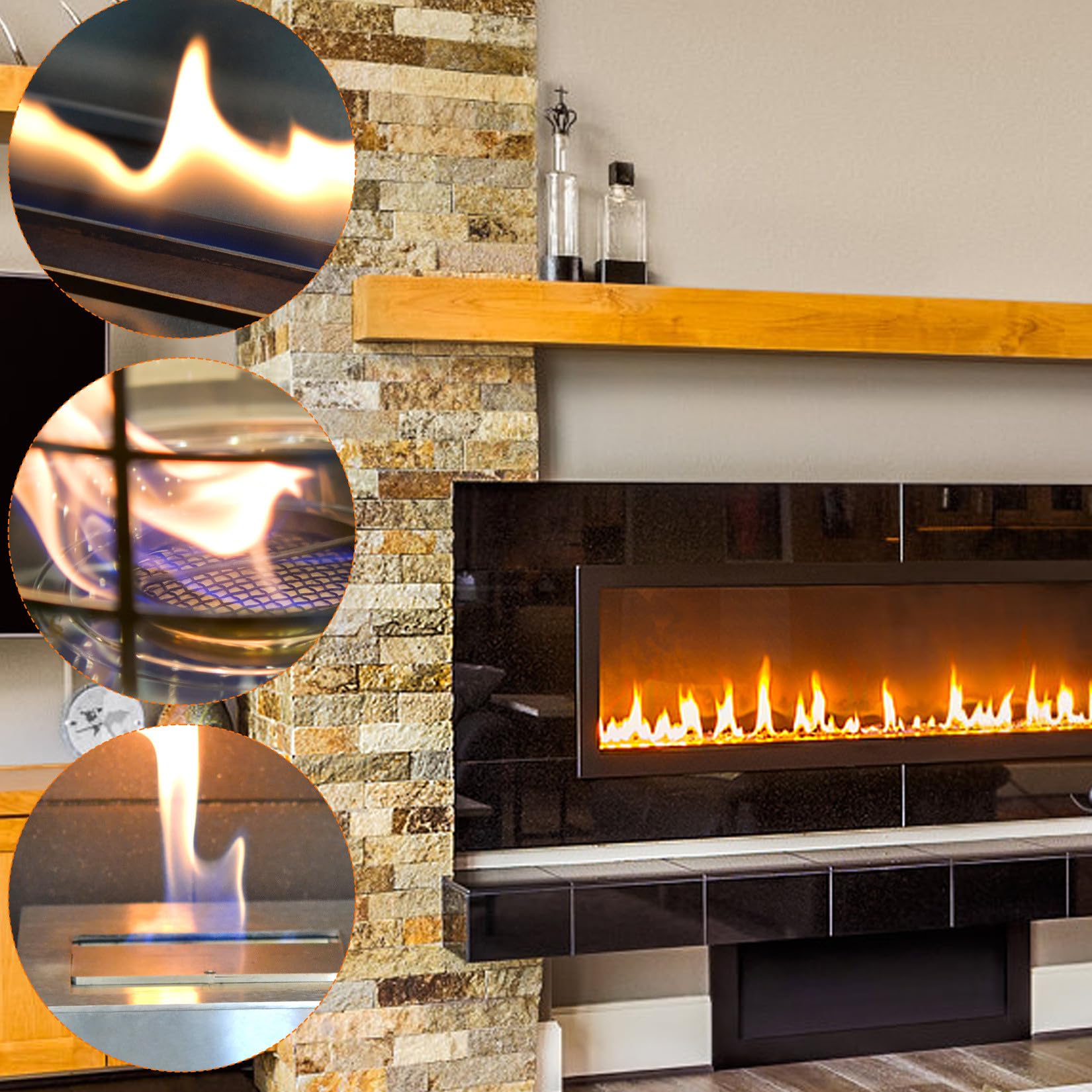4 Piezas Lana Cerámica para Chimeneas de Bioetanol, Esponja Cerámica Resistente al Calor para Chimeneas de Mesa, Fibra Cerámica para Chimeneas Interiores de Gel Etanol (300x100x25mm)