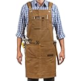 Woodworking Shop Aprons for Men and Women | 16 oz Durable Waxed Canvas Work Apron with Pockets | Cross-Back Straps | Adjustable Tool Apron Up To XXL | Gift for Woodworker - Bring a Smile to Their Face