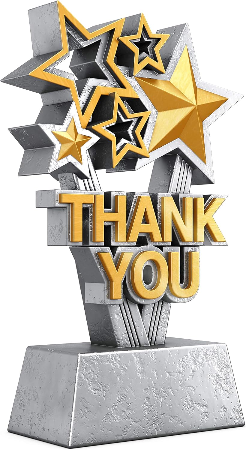 Decade Awards Thank You Trophy - 6 or 8.5 Inch Tall - Engraved Sponsor Appreciation Award - Say Thank You with This Acclamation of Appreciation and Recognition - Customize Now