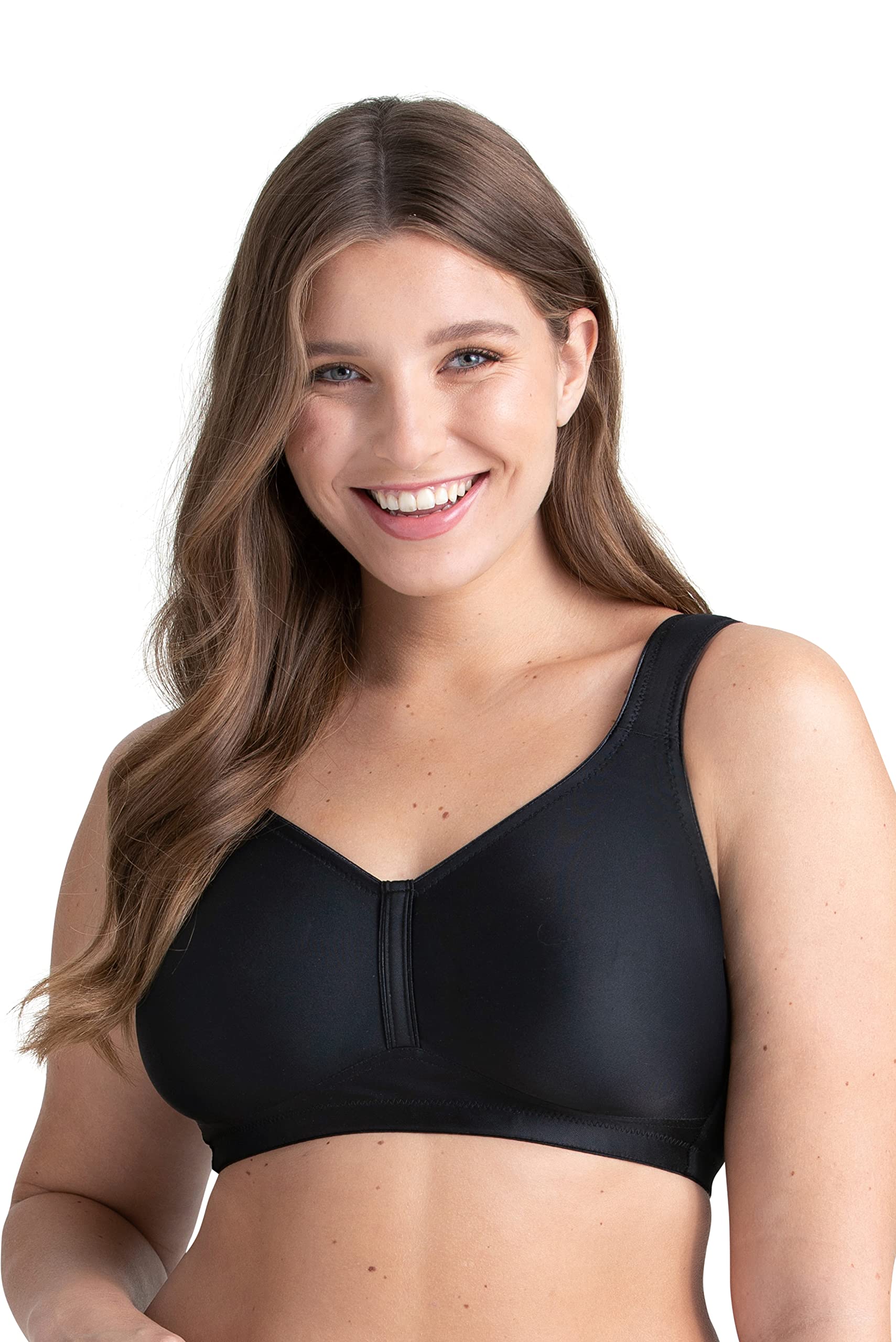 Miss Mary Of Sweden Women's Black Feel Fresh Non-Wired T-Shirt Bra – Unpadded Moulded Full Cups, Breathable & Moisture-Wicking 40D