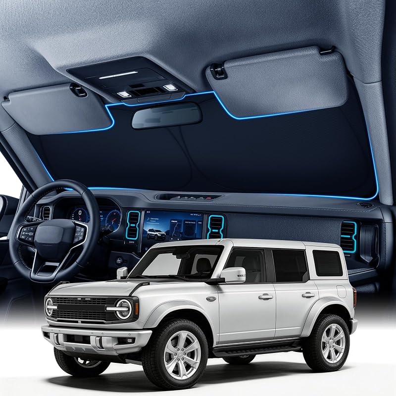 Protetor Solar para Para-brisa Zanch Compatível com Ford Bronco 2021 a 2026, 7 Camadas, Dobrável