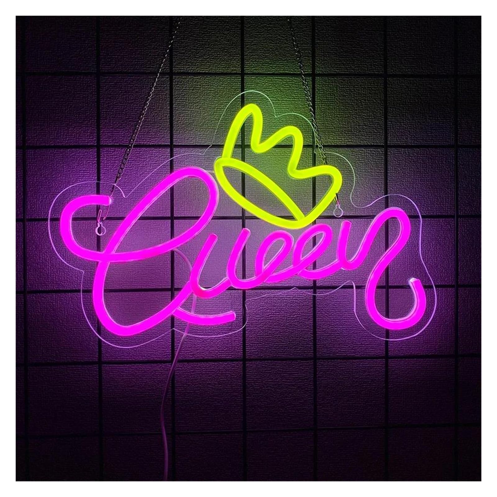 SHOUXI Sign Lamp Queen Neon Sign, with Crown Logo, USB Power Supply, Cool Wall Decoration, Party for Friends 34.8cmх23.9cm