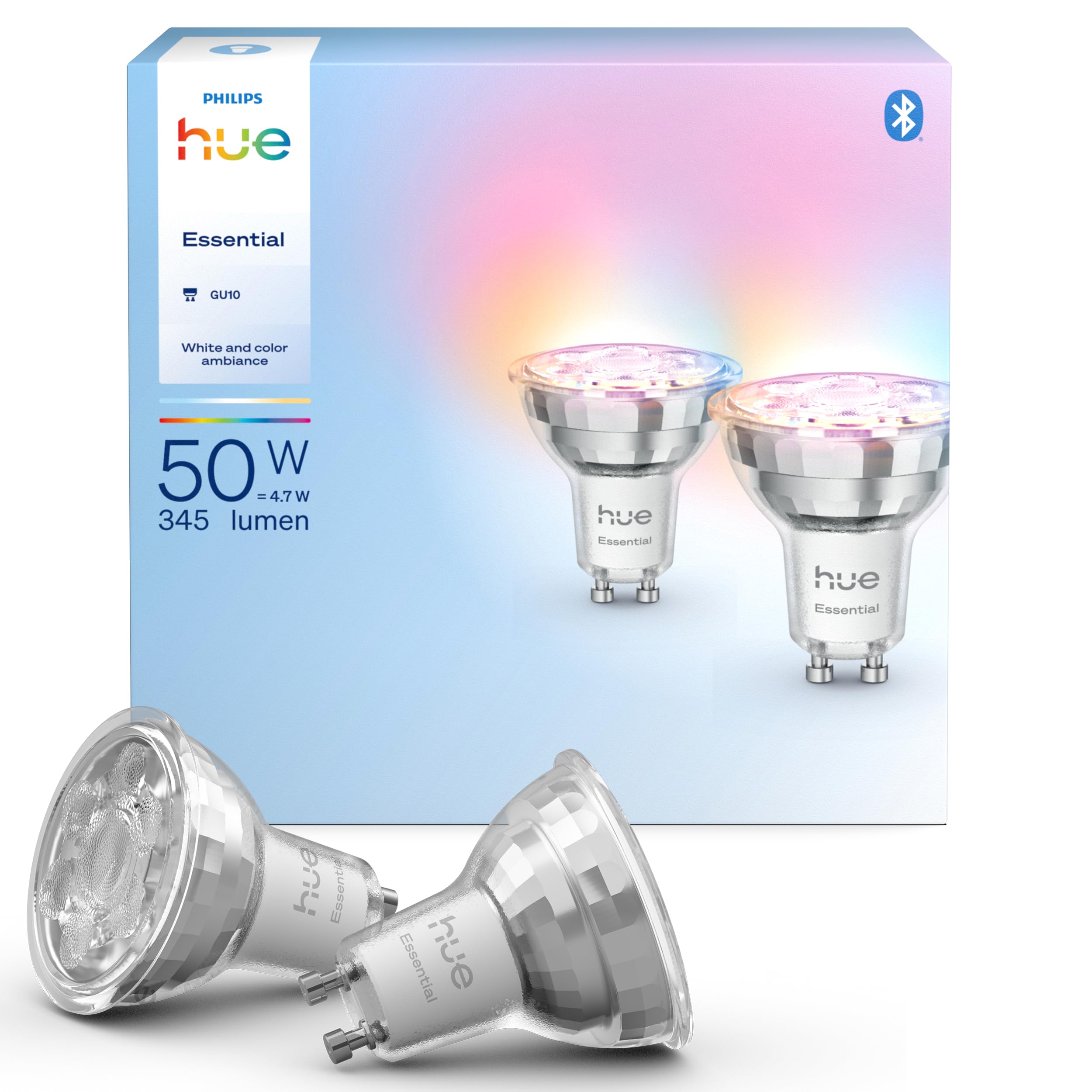 Philips Hue Essential 4.7W GU10 345 Lumen Renkli Akıllı Spot Ampul (2'li Ekopaket)
