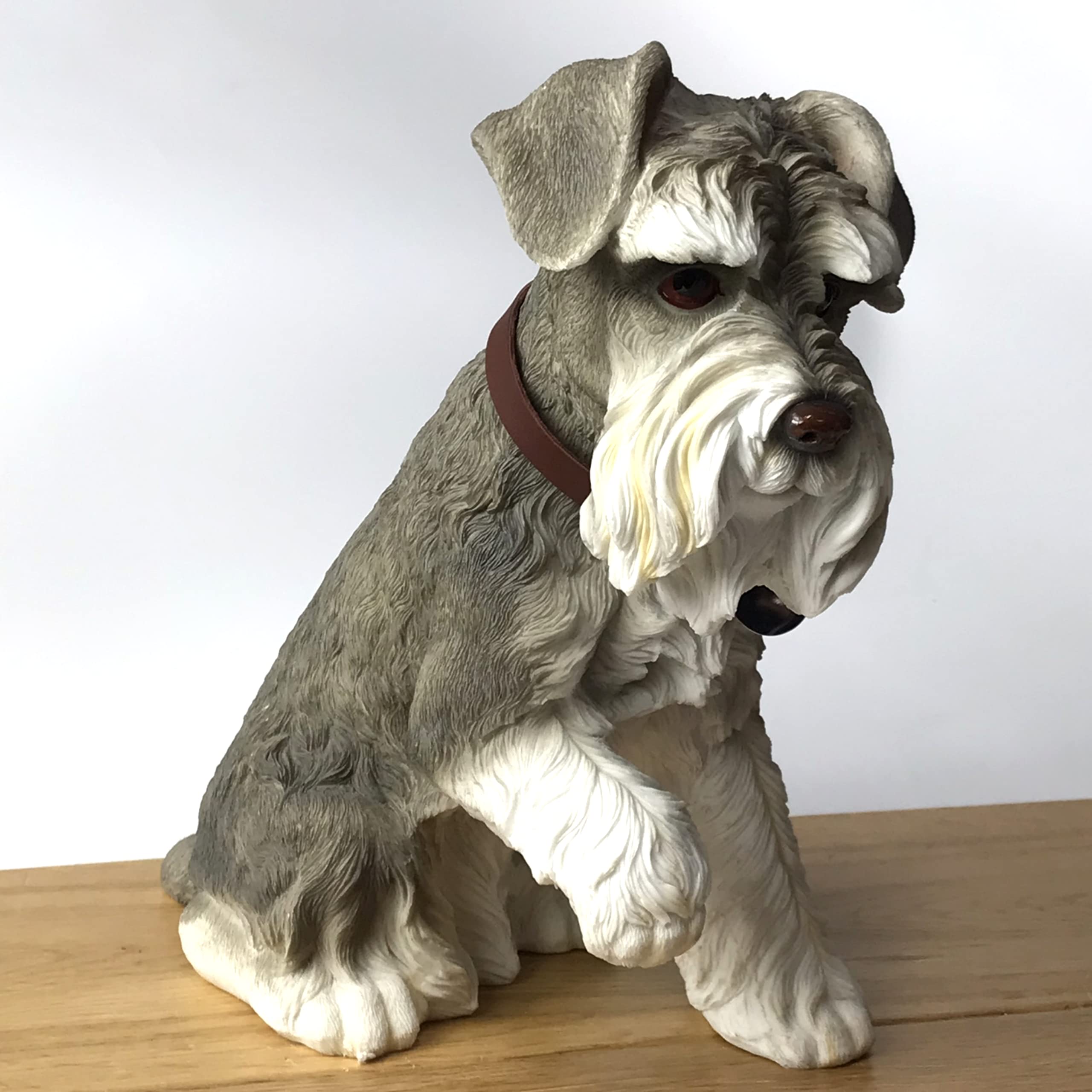 Lesser & Pavey Grey Large 24Cm Realistic Sitting Schnauzer Figurine From The Leonardo Dog Studies Range, Gift Boxed