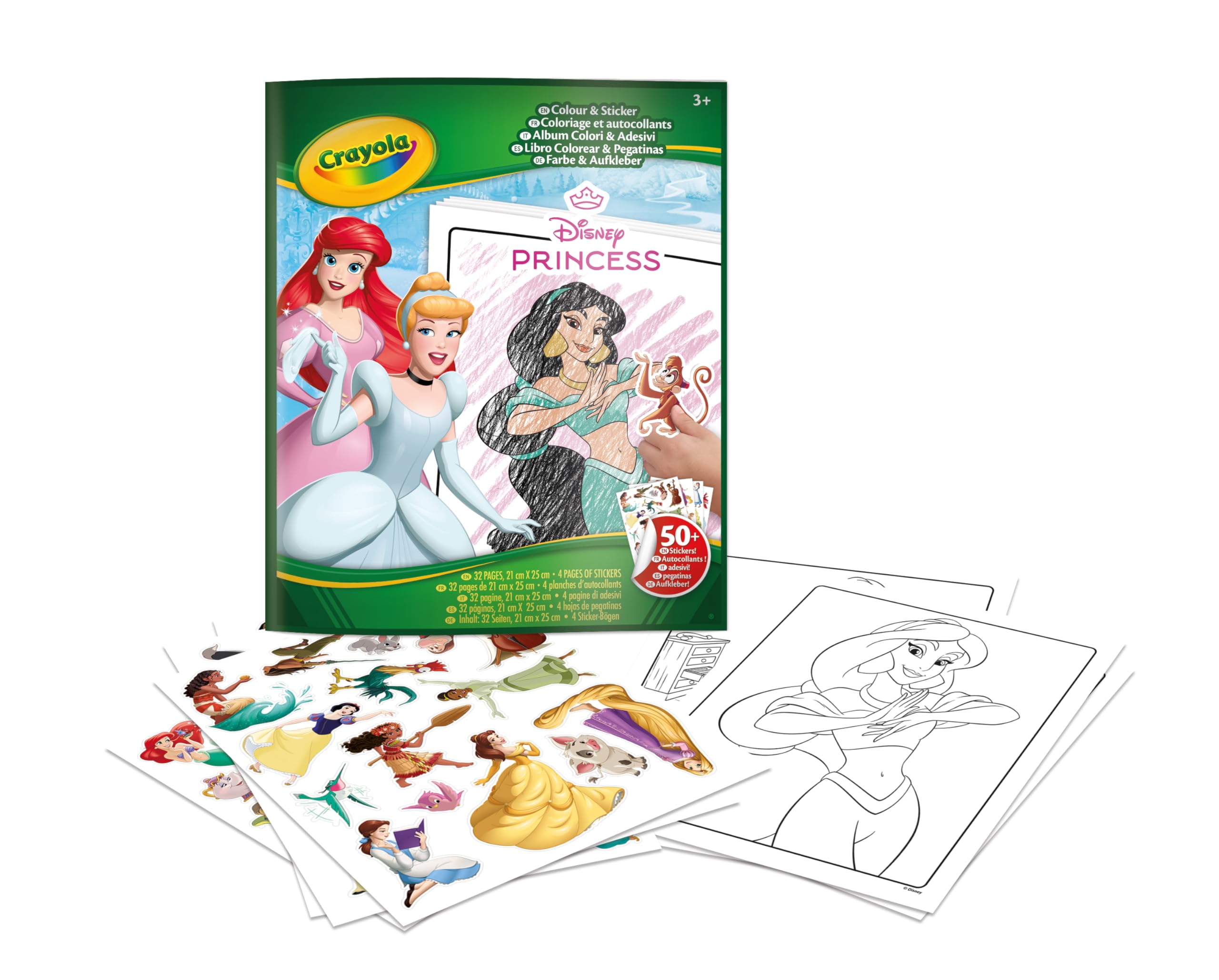 Crayola Disney Disney Princess Colour and Sticker Book, Multi-Colour, 04-0202