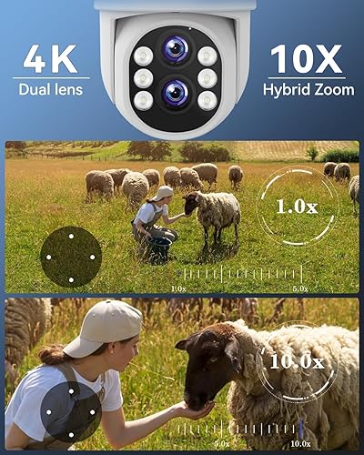 Miniatura 2 de Sistema de cámara de seguridad inalámbrica para exteriores lente dual 6MP 10X Zoom híbrido Auto-Track PTZ 4PCS 4K 10CH DVR con 1TB HDD para