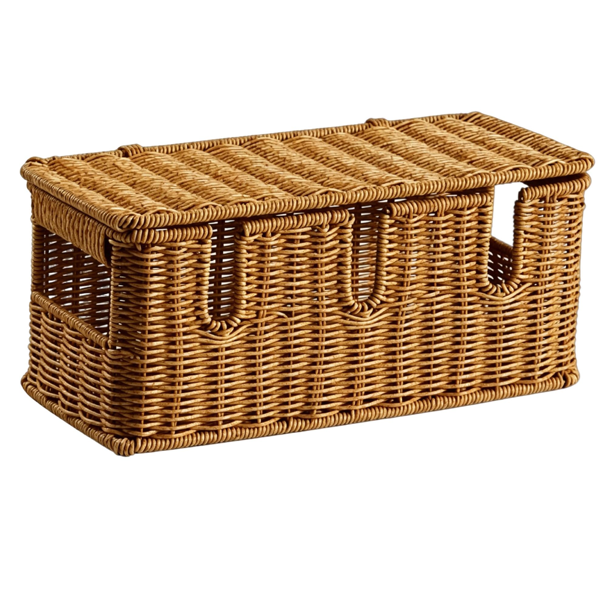 Caja de Gestión de Cables, Organizador Cables de Rattan Artesanal oculta Cables para Regleta, Router & Hub USB(12.20x5.12x5.12in)