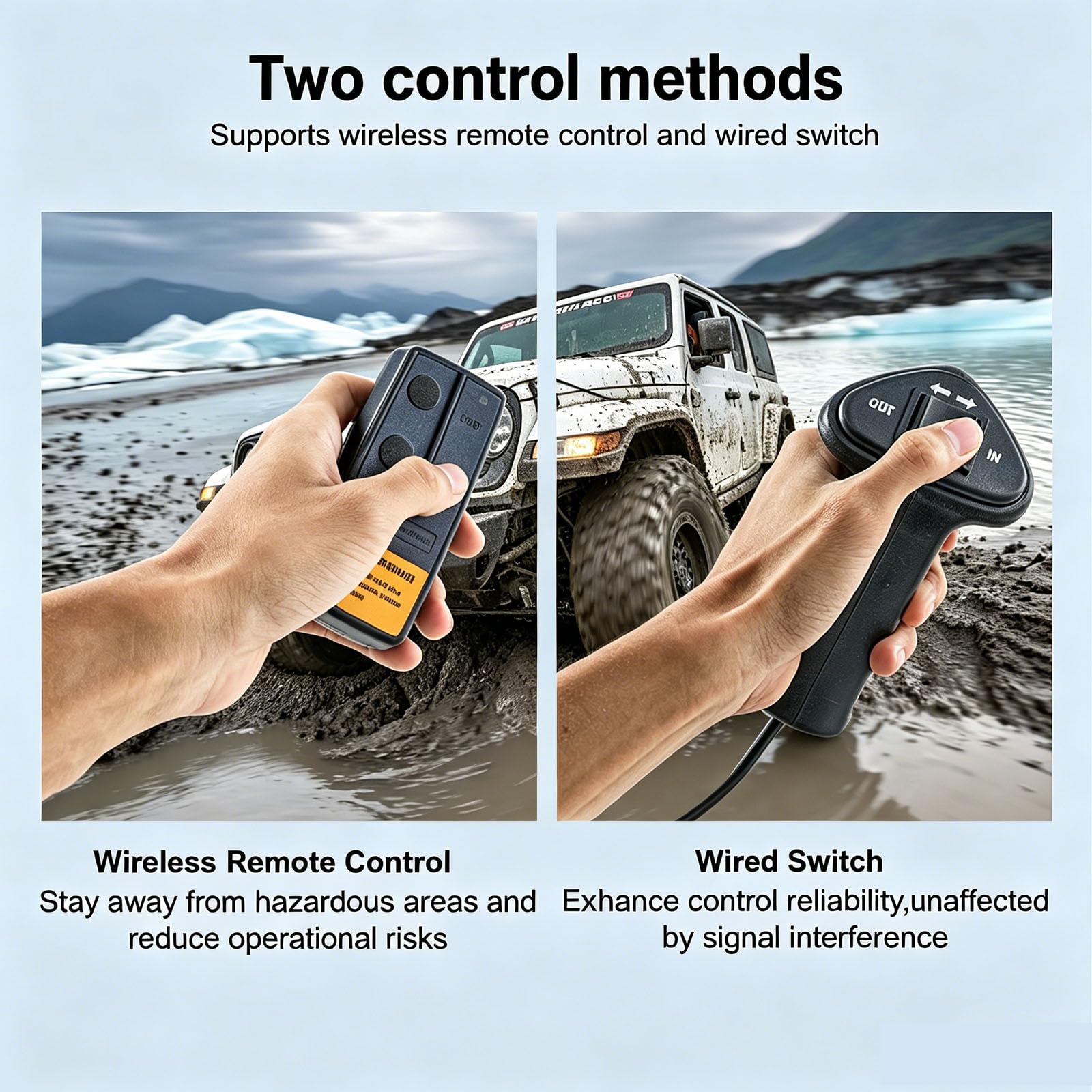 Winch Treuil électrique 13500 lbs/6124 kg, 12V Treuil de Voiture avec Télécommande sans fil & Étanche IP55 pour Jeep/SUV/Bateau/RV/Off-road Vehicle/Camper Van etc. (13500 lbs)