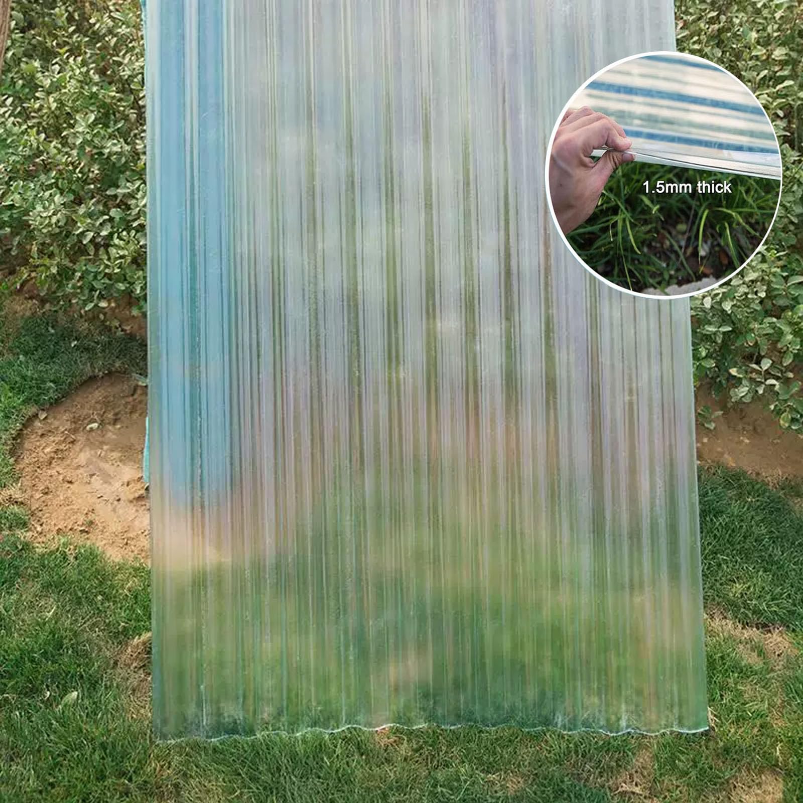 1.5mm Planchas Transparentes Tejados,2/4/6/9/10/12/16/20pcs Chapa Ondulada Para Invernaderos,Paneles Para Tejado Resistentes Al Impacto,Resistencia A Los Rayos Uv (0.9×0.9m,4pcs)