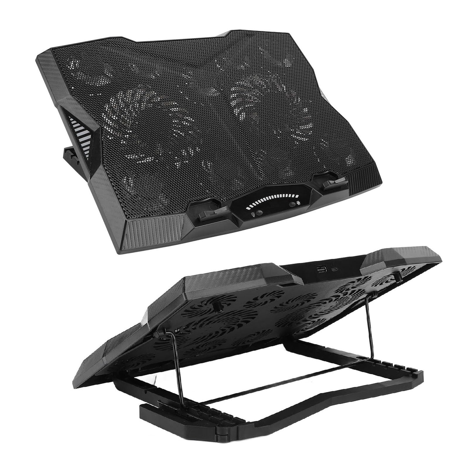 Supporto di raffreddamento per laptop, regolazione multi-angolo, 3400 giri/min, 5 livelli di altezza, 11 ventole, pad di raffreddamento per notebook con controllo della velocità