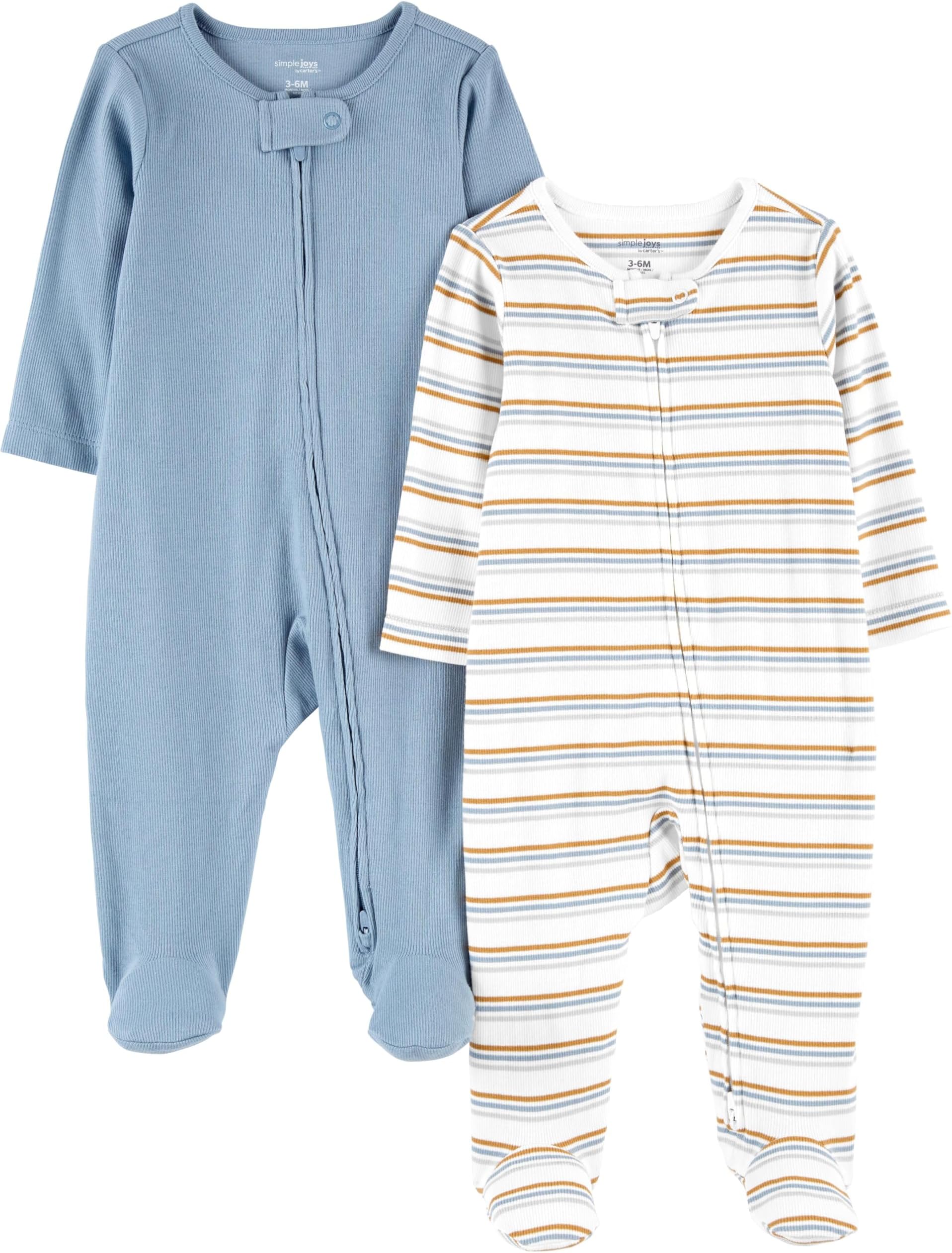 Simple JoysBoys' 2-Pack 2-Way Zip Textured Sleep and Play