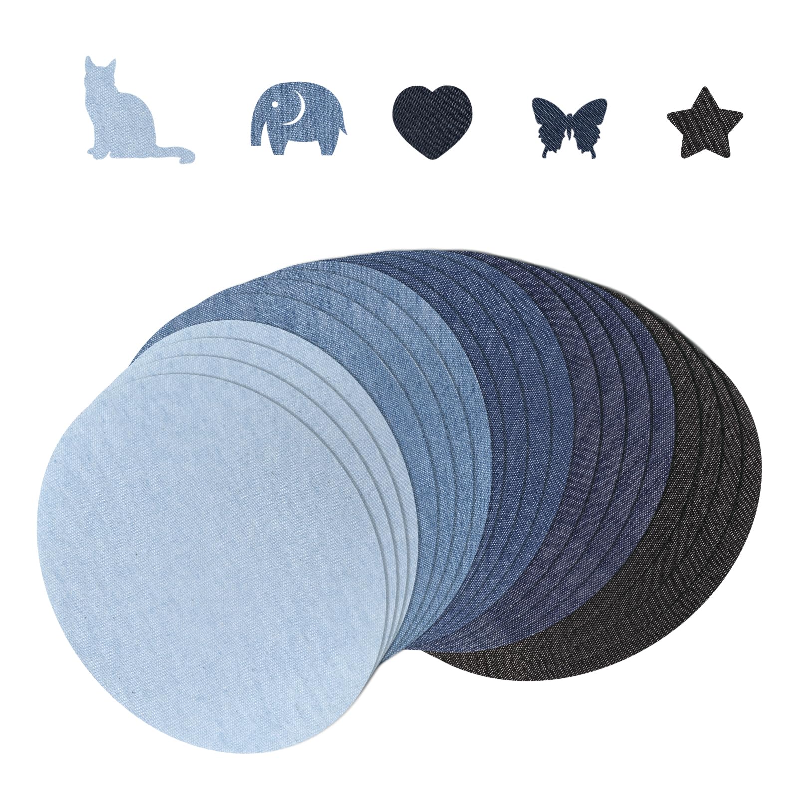 Nsickr - Lot De 20 Patchs Pour Jeans à Repasser à L'intérieur Et à L'extérieur. Kit De Réparation Avec Patchs Dans Différents Tons De Bleu. Jeans. Ensemble De Réparation Pour Vêtements. Adhésif