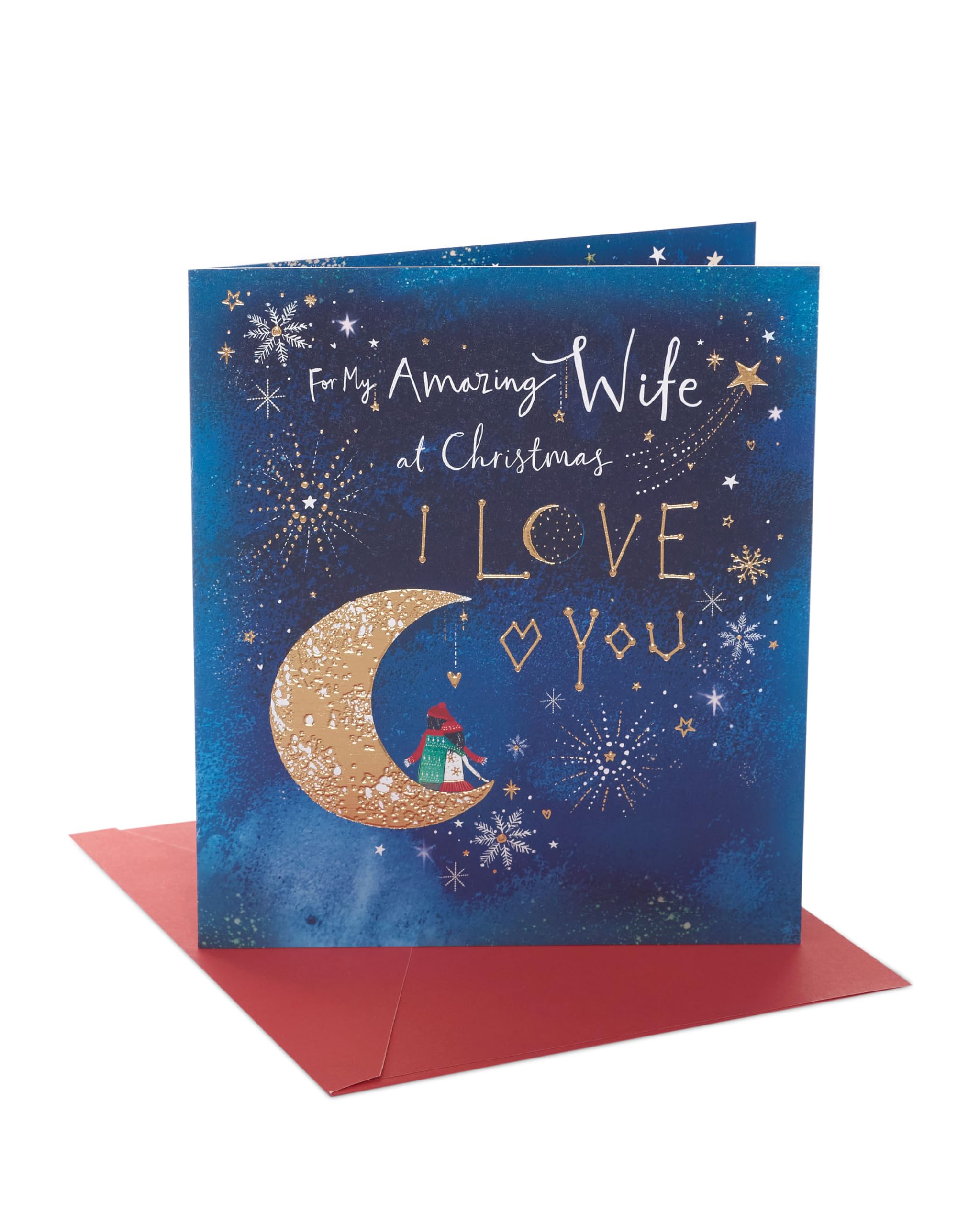 UK Greetings Christmas Card for Wife - Moon Design