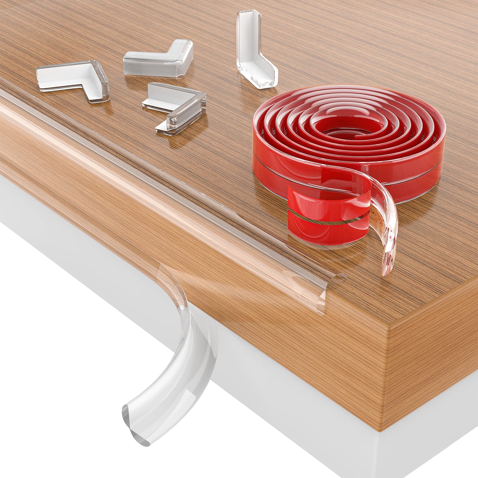 Baby Proofing, 0.6in Edge Protector Strip Clear, Thickened Silicone Soft Corner Protectors with Upgraded Pre-Taped Strong Adhesive, 13.1ft Edge