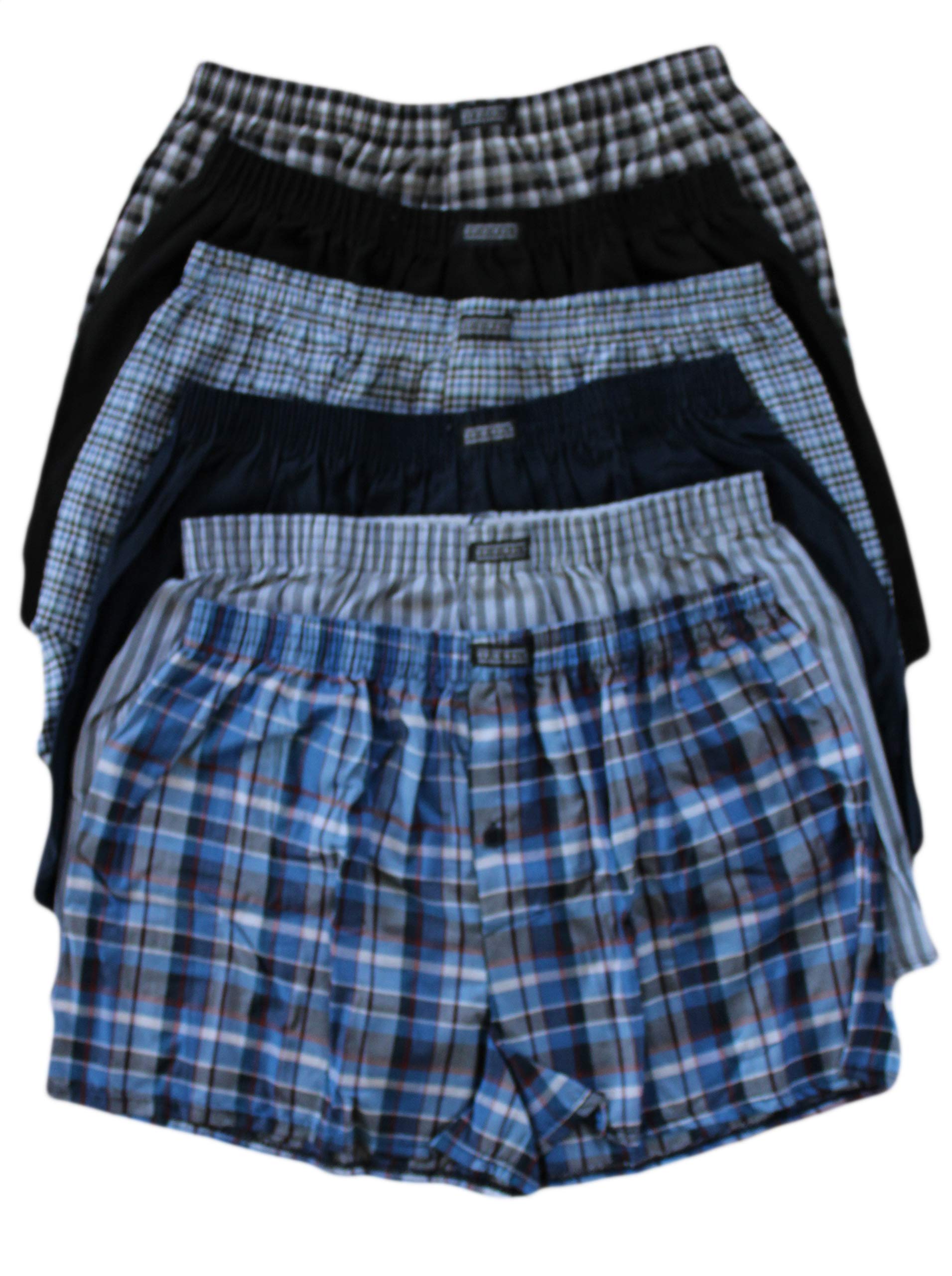 Sock Stack Men's Various Sockstack Pack Of 6 Woven Boxer Shorts, Loose Fit Cotton Underwear Small (30-32" Waist)