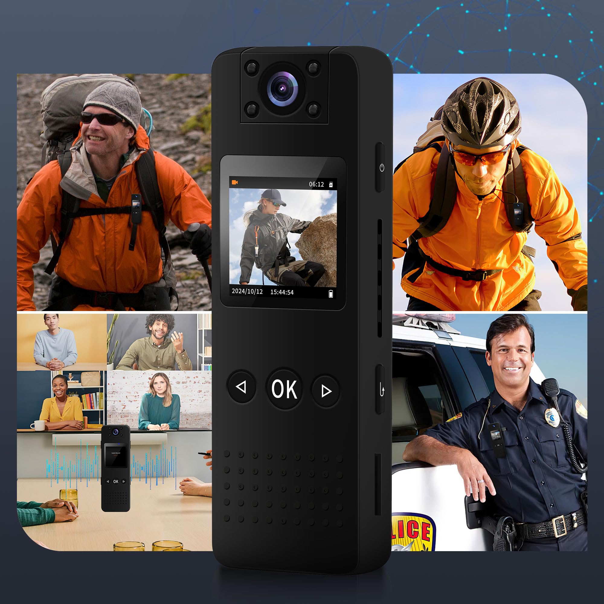 4K Bodycam Körperkamera Mini, Body Cam mit APP, Mini Body Camera Bewegungserkennung Tragbare Überwachungskamera, Kleine Kamera ohne WLAN, Mini Kamera, Videokamera für Polizei/Sport
