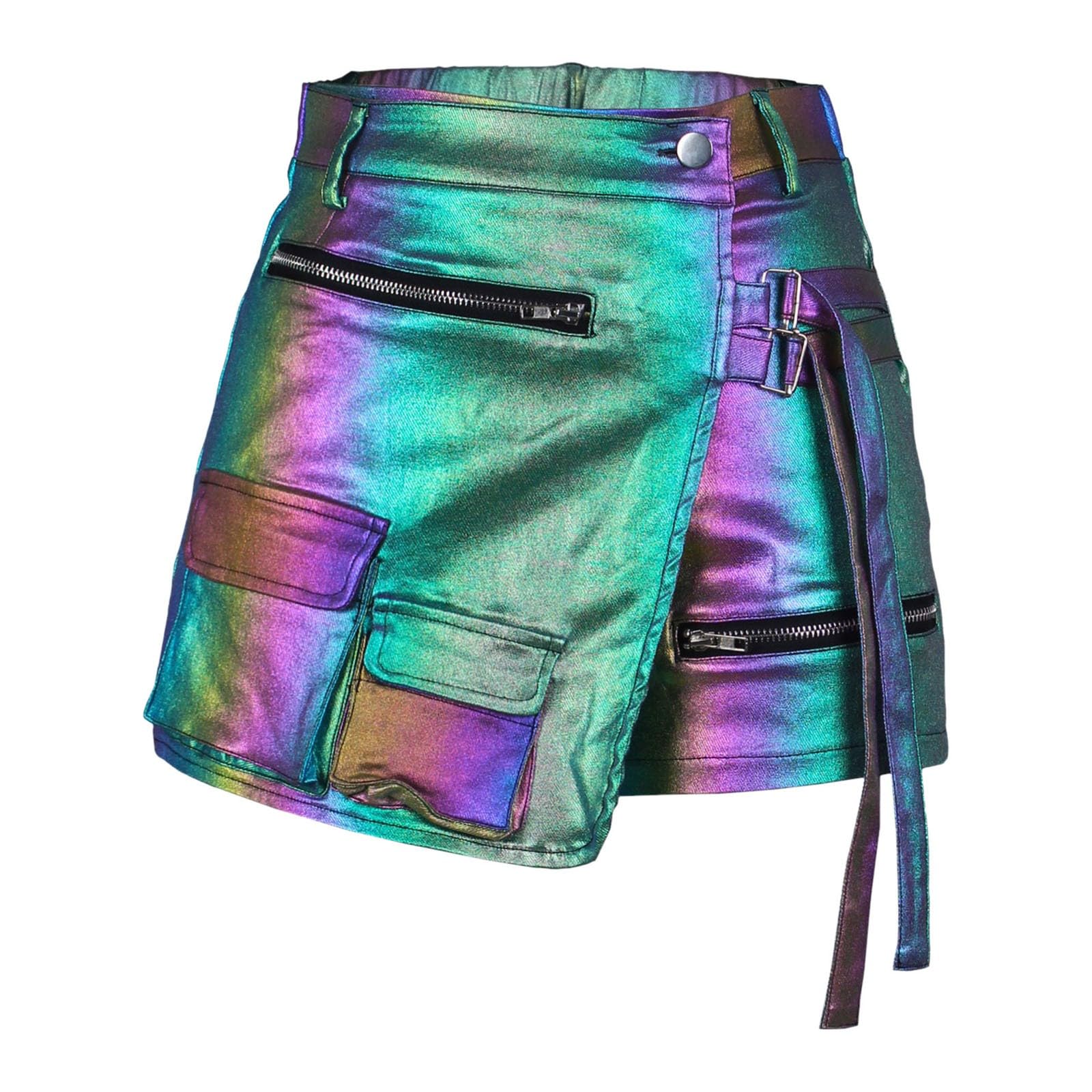 Genérico Pantalones Cortos Sexis de Cuero con Cremallera para Mujer Shorts Modernos de Tiro Bajo con Pantalones Cortos Ajustados y Elegantes