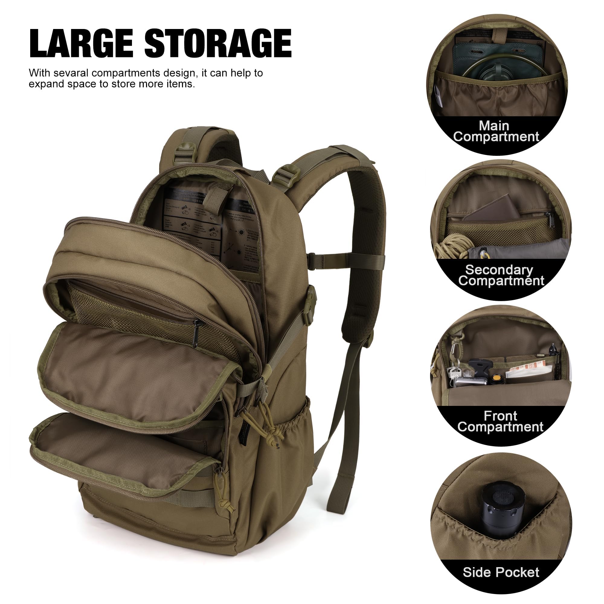 Mardingtop Mochila táctica de trekking de 28 l, para viajes, camping, senderismo, ciclismo