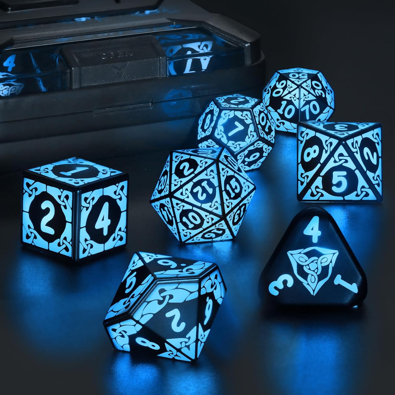 Blue LED Dice Set & Stonehenge DND Dice Set— for DND Dungeons and Dragons Dice Set