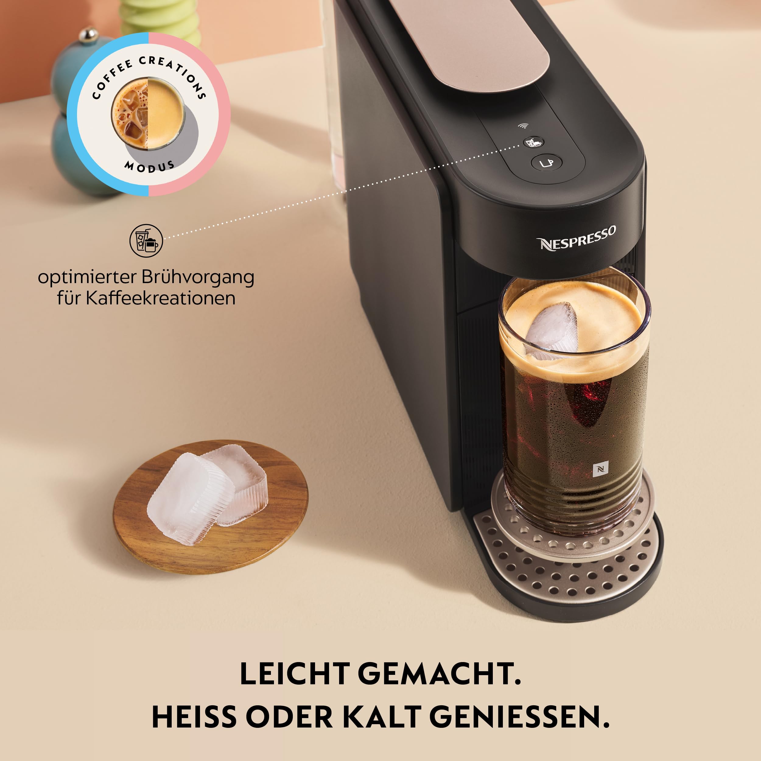 NESPRESSO KRUPS Vertuo Up Schwarz Kapselmaschine, 5 Tassengrößen, 3 Sek. Aufheizzeit, One Touch Kaffee Zubereitung, schwenkbarer Wassertank, Coffee Creations Modus, Kaffeemaschine XN9408