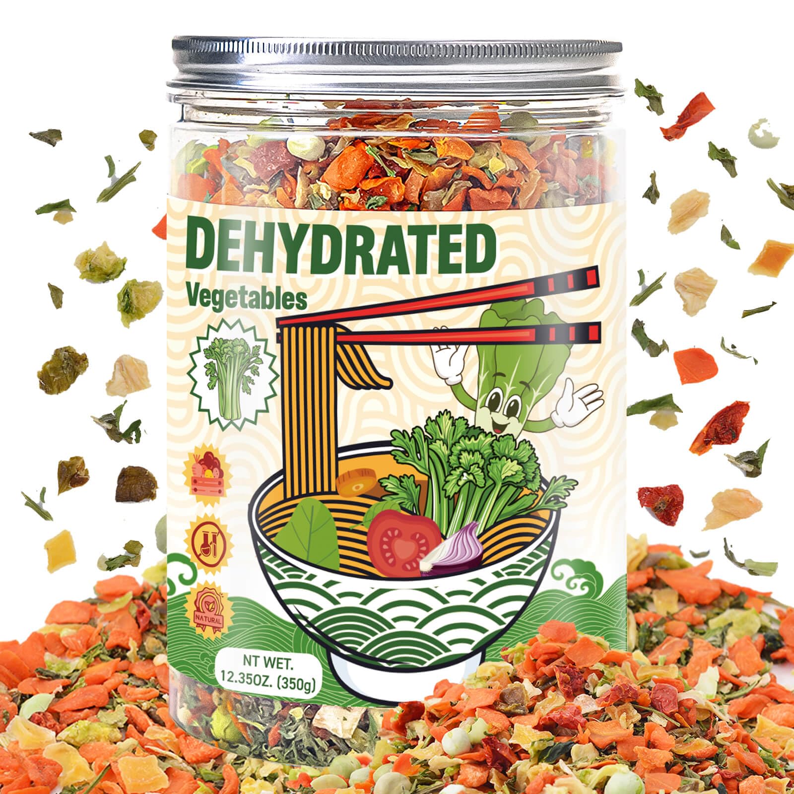 Ramen Toppings Dehydrated Vegetables Flakes - 12.35Oz Natural Dried Parsley Ramen Seasoning, Dry Veggie, No Additive, Freeze-Dried Mix Vegetable for Ramen Noodles, Vegetables Soup