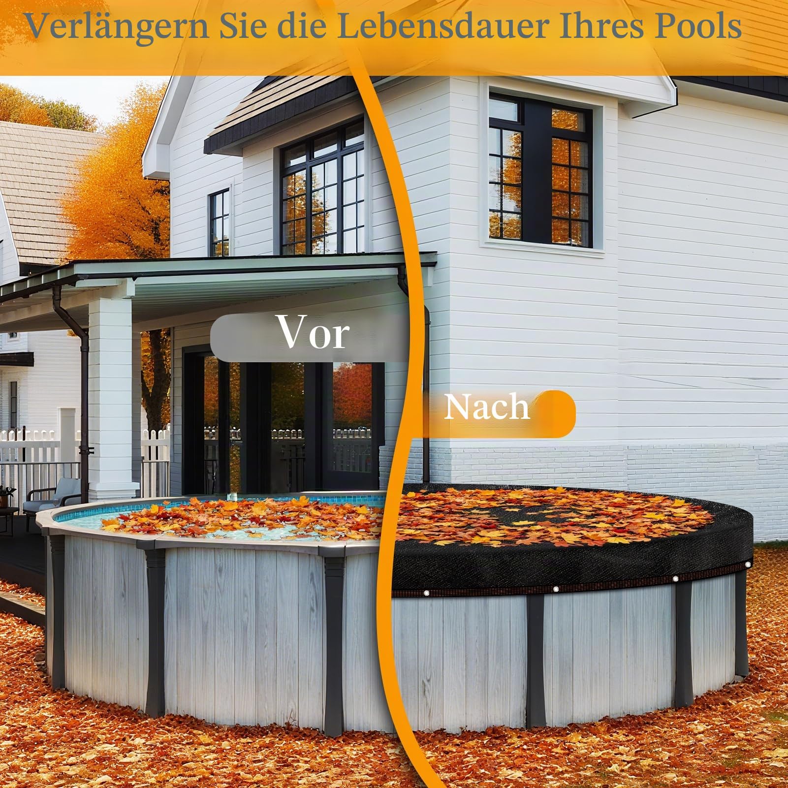 Rundes Laubnetz, Poolabdeckungen für oberirdische Pools, Netzabdeckung zum Auffangen von Blättern, Netzplane mit Ösen, widerstandsfähiges Garten-Sonnenschutznetz (nur Abdeckung)