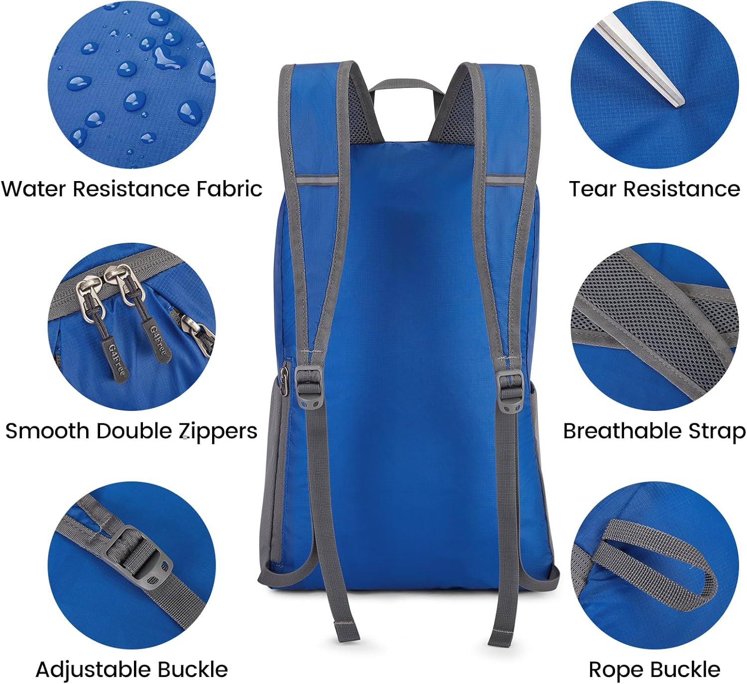 G4Free 24L Packable Hiking Backpack Lightweight Foldable Small Sport Travel Daypack Water Resistant for Women Men（Blue） - Image 5