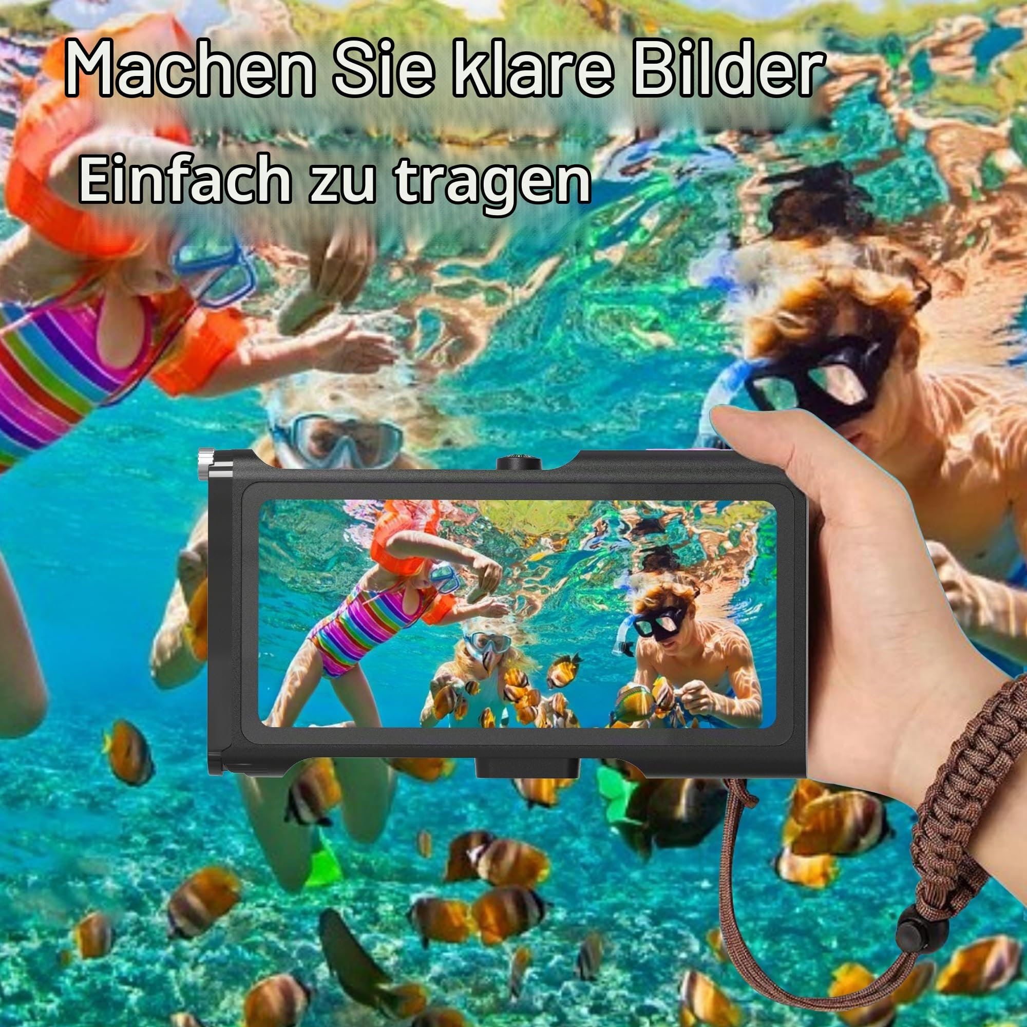 ShellBox Case Tauchtasche 3. Generation für Samsung Galaxy/Handy-Serie, Universal-Handys [4,9–6,9 Zoll], Schnorcheln 15 m, mit Kompass, Bluetooth-gesteuert, Schwarz / Violett