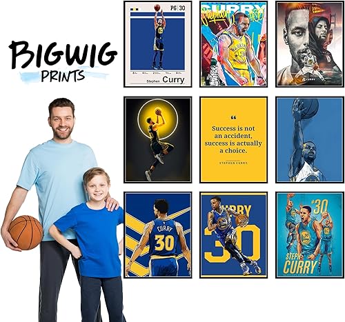 Miniatura 7 de BigWig Prints Póster de Steph Curry - Pósteres de baloncesto para dormitorio de niños, NBA Golden State Warriors, arte de pared de baloncesto,