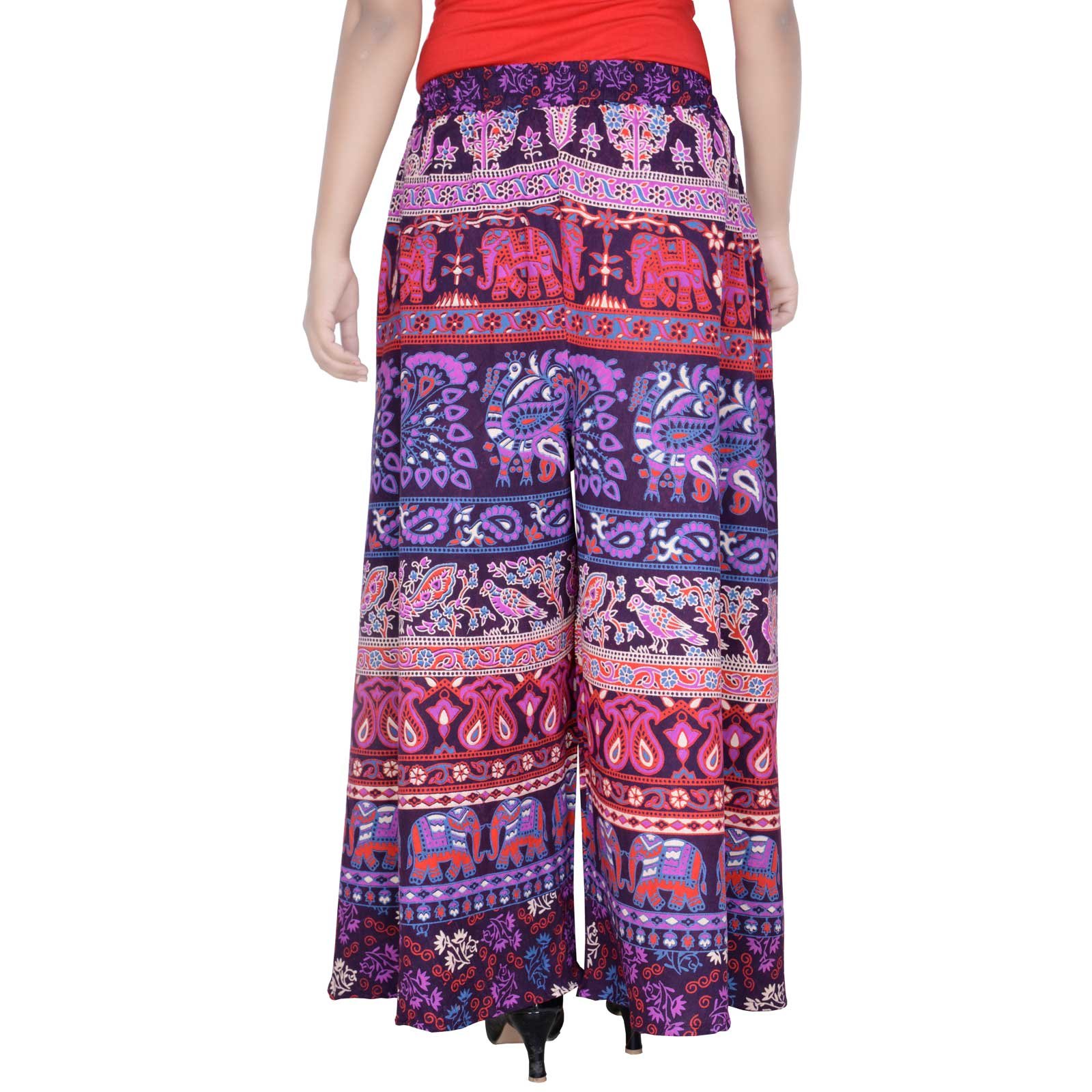 Sttoffa Mandala Block Print Cotton Pant for Women (Size 8XL Purple 40,38 Length Palazo D2) 1