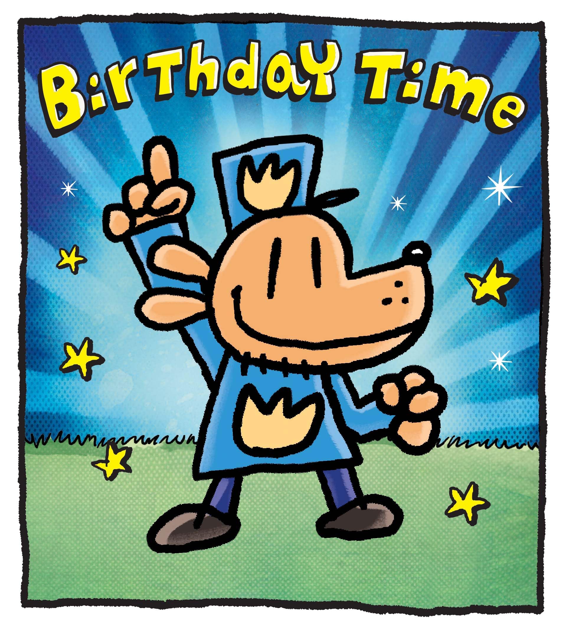 Dog Man Birthday Card, Happy Birthday Card For Children, Dogman Birthday Time Funny Cartoon Card
