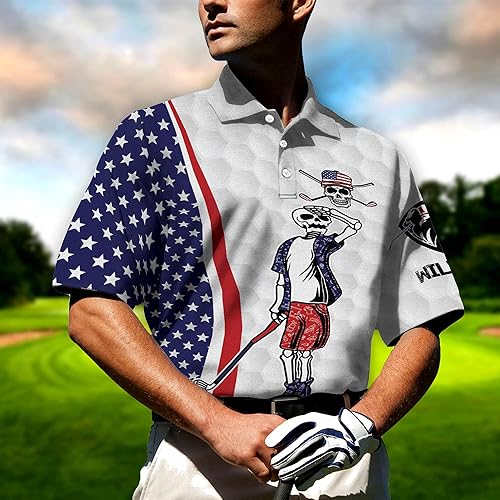 Miniatura 5 de TEEMAN Camisetas de golf divertidas personalizadas para hombres, camisetas de golf locas para hombres, divertidas camisas de golf polo de manga