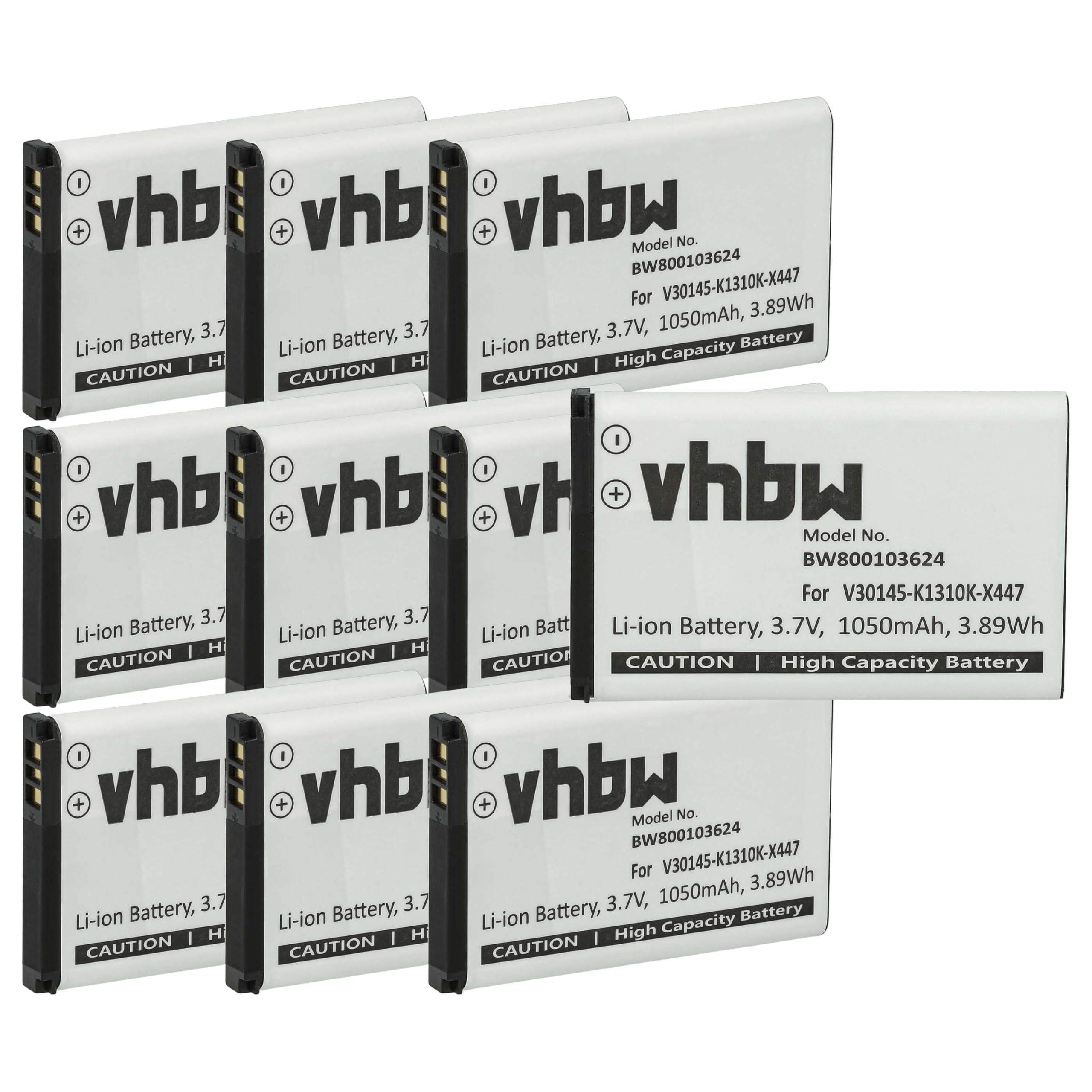 vhbw 10x batteria compatibile con Siemens Gigaset SL910H, SL910, SL910A telefono fisso cordless (1050mAh, 3,7V, Li-Ion)