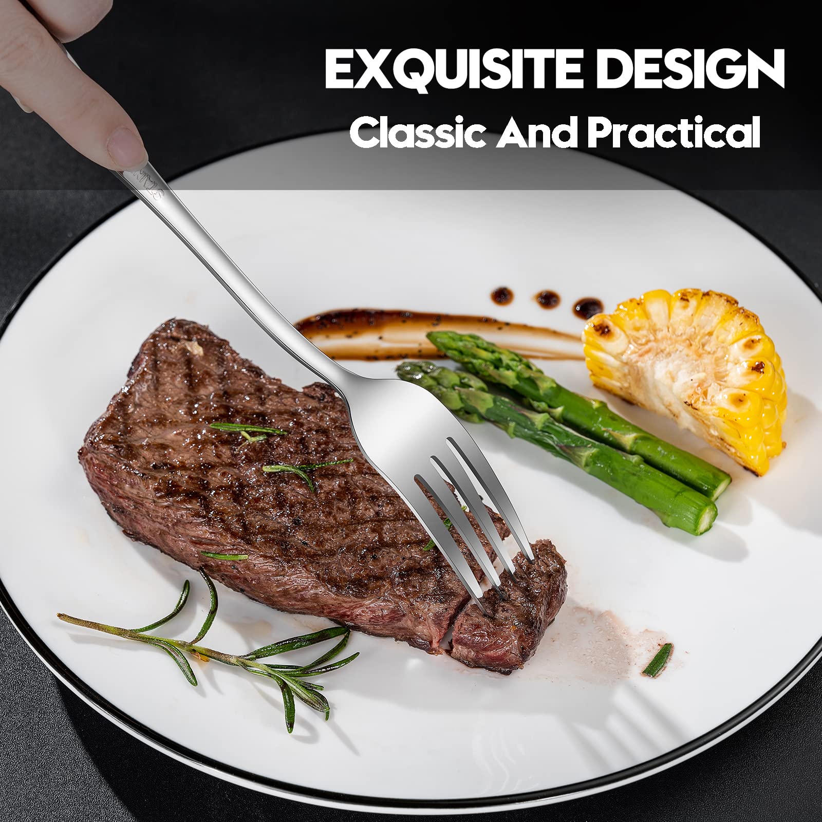 30 Piece Silverware Set for 6, Premium Stainless Steel Flatware Set, No Rust Cutlery Set, Dinner Knife, Forks and Spoons Silverware Set, Tableware Set for Home Kitchen Restaurant, Dishwasher Safe