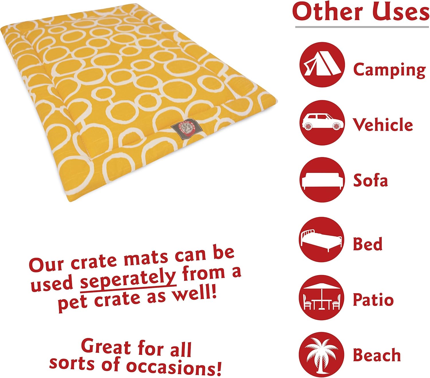 30" Fusion Yellow Crate Dog Bed Mat By Majestic Pet Products