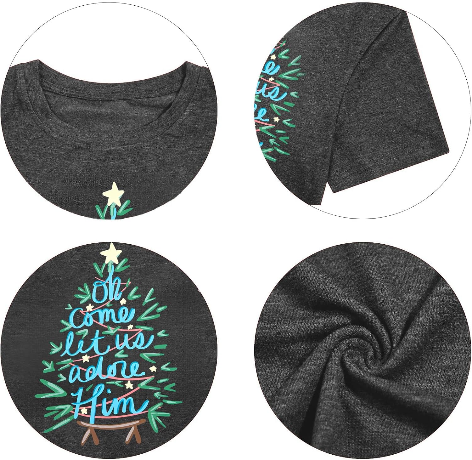 Christmas Tree Shirts for Women Christian Christmas Shirt Xmas Religious Prints Tshirts Casual Short Sleeve Holiday Shirt - Image 4