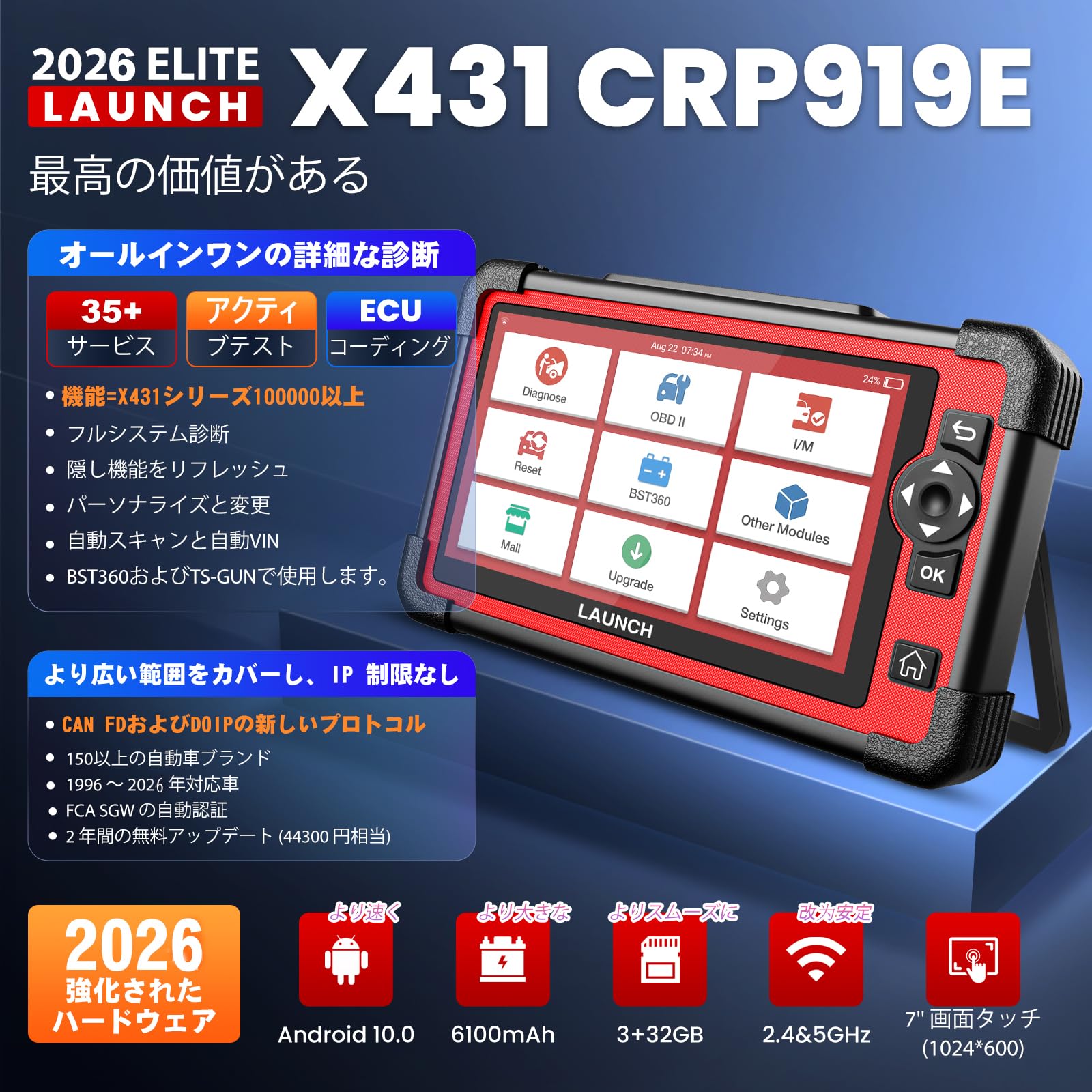 Amazon.co.jp: LAUNCH CRP919E obd2 診断機 日本語 ECUコーデイング 35