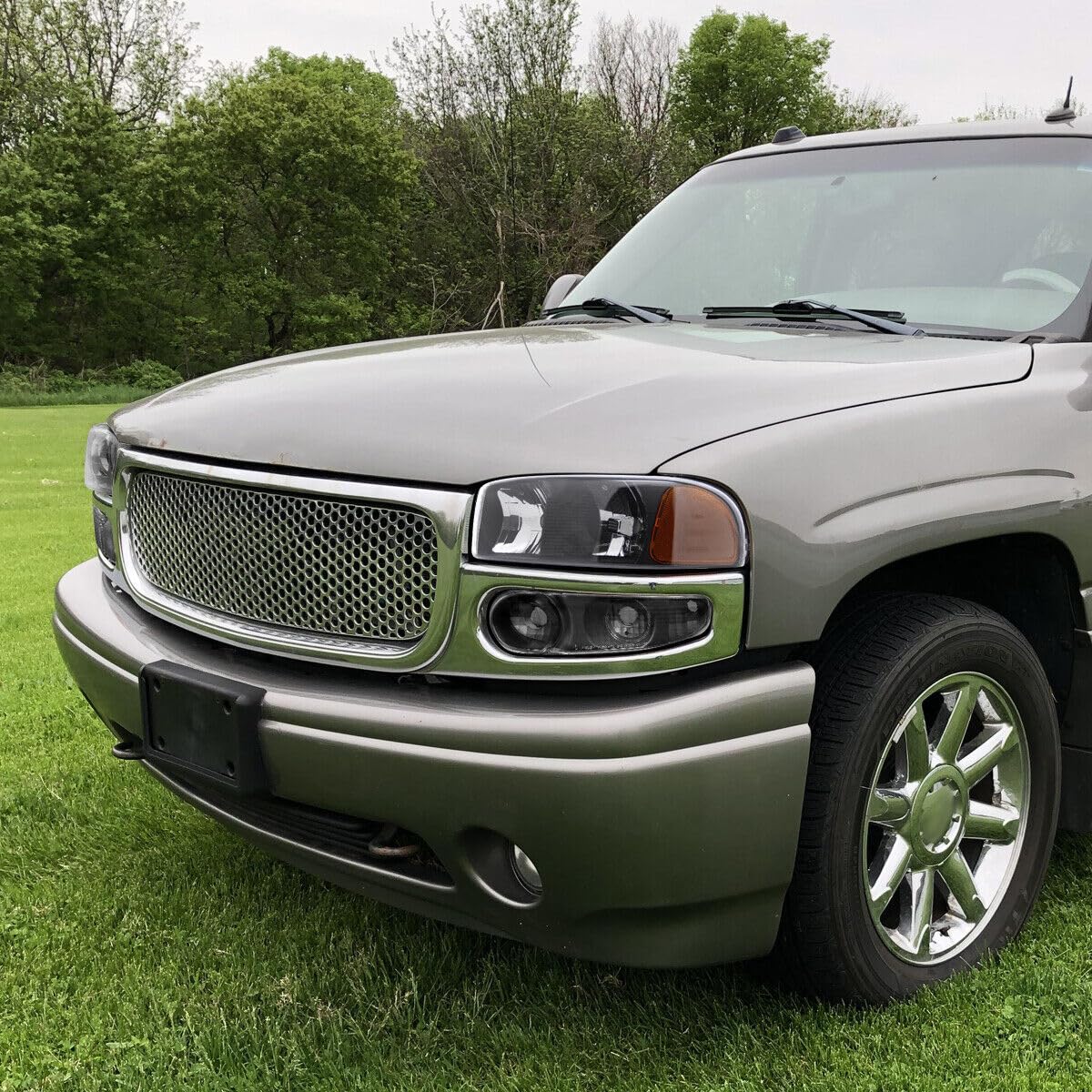 JDWEEYU Black Headlights Lamps Heavy Duty ABS Plastic Housing/Polycarbonate Lens Left Right Front for GMC for Yukon for Sierra 3500/2500HD/2500/1500HD/1500 for Yukon XL 2500/1500