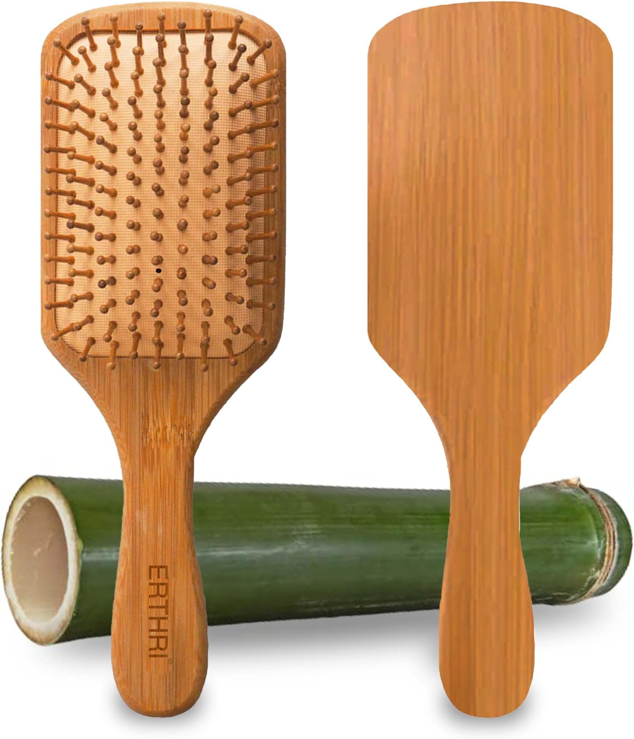 Wooden Paddle Hair Brush for Women & Men | Air-Cushioned Bristles for Gentle Detangling | Eco-Friendly Bamboo Handle Smooth Styling for All Hair Types Durable & Travel-Friendly Design