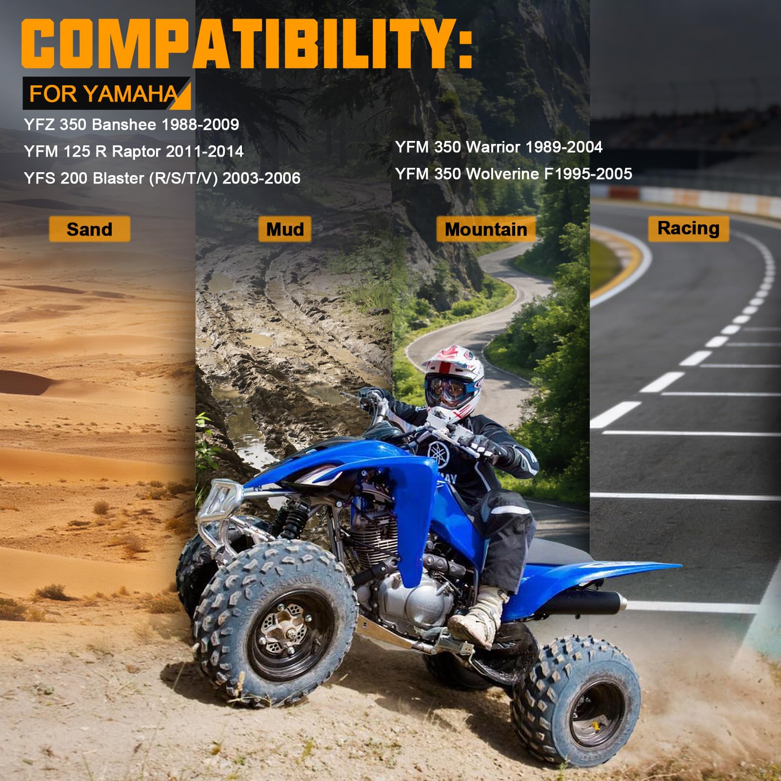 Bremsbeläge Vorne und Hinten für YAMAHA YFM 350 Wolverine F1995-2005 YFM 350 Warrior 1989-2004 YFZ 350 Banshee 1988-2009 YFS 200 Blaster (R/S/T/V) 2003-2006 YFM 125 R Raptor 2011-2014