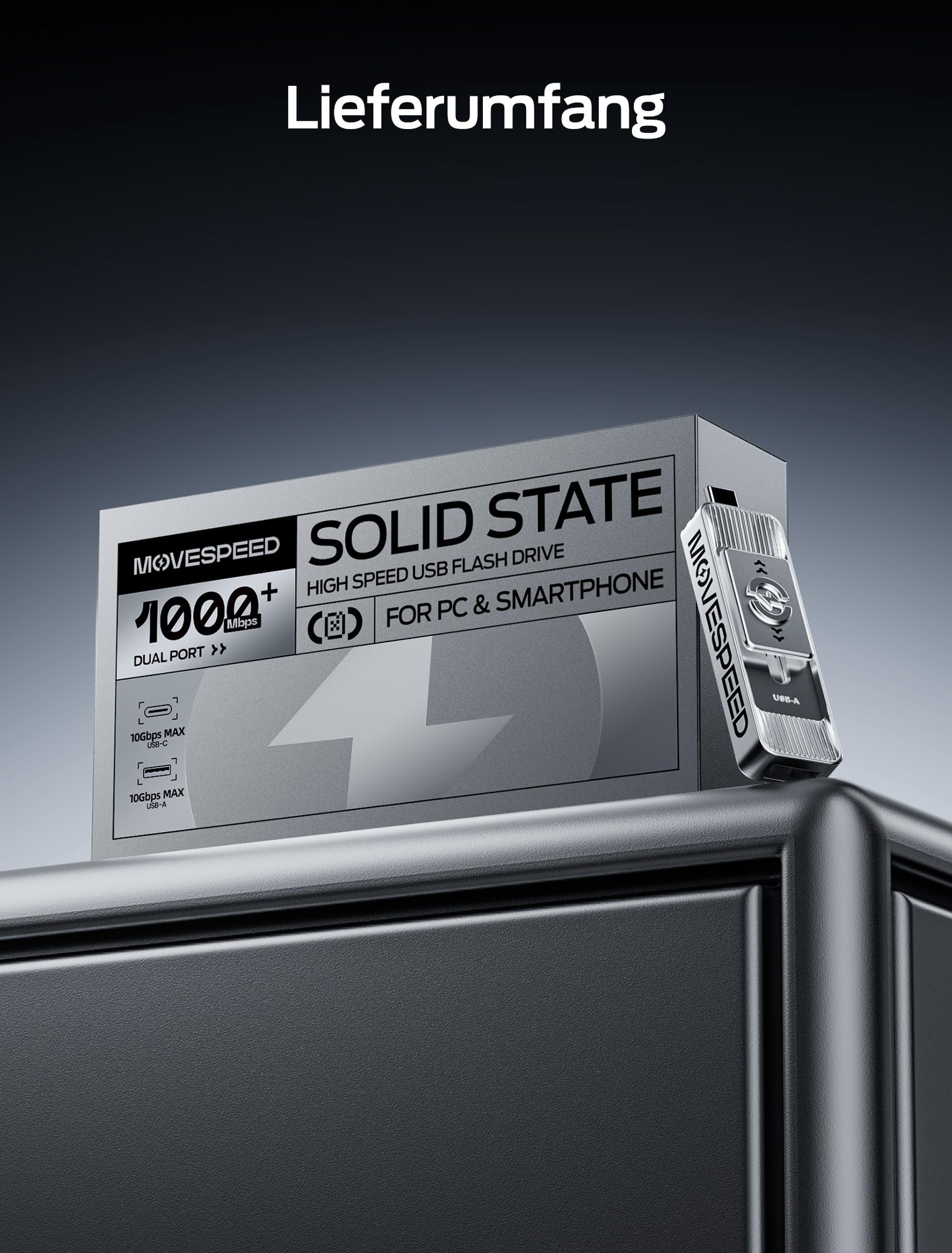 MOVE SPEED Externe SSD 512GB, Upgrade 1050MB/s Externe Festplatte mit USB-C & USB-A Dual-Anschluss, USB 3.2 Gen 2 PSSD Schiebe-Design für iPhone 17/16/15 Pro, Samsung, Android, Mac, PC, PS5