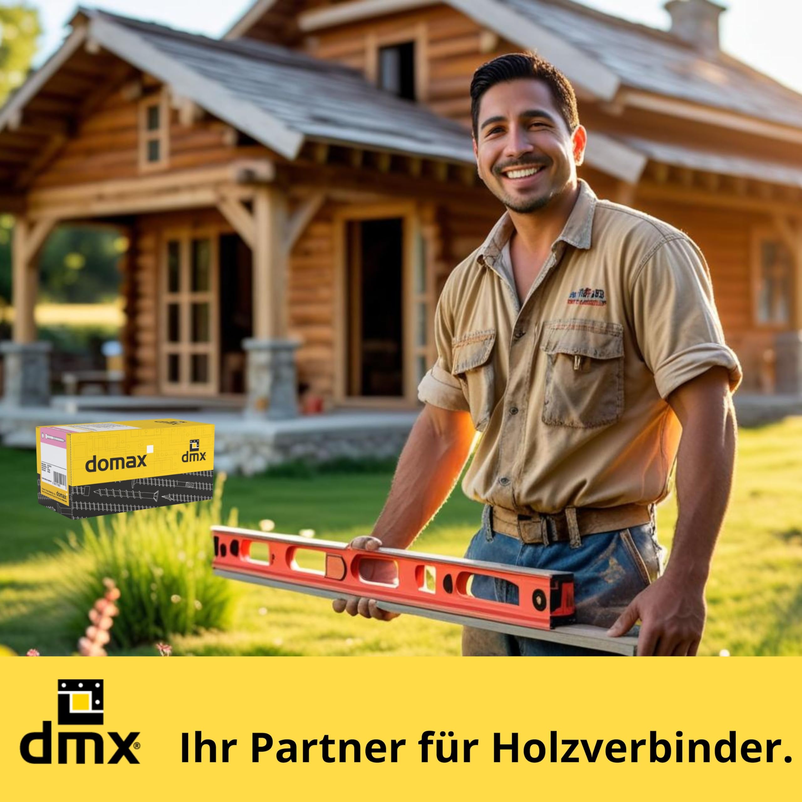 DMX Holzschrauben Torx - Zylinderkopfschrauben 8x300 - Doppelgewinde für Aufsparrendämmung - Konstruktionsschrauben - Schrauben Set 50 Stück - Doppelgewindeschrabe - Montageschrauben